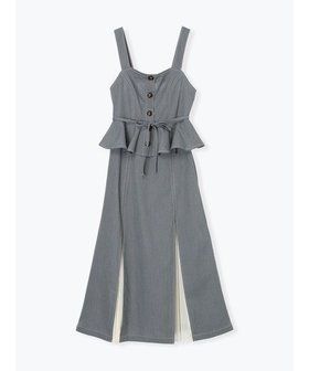 【ルディックパーク/LUDIC PARK】のペプラムドッキングジャンパースカート 人気、トレンドファッション・服の通販 founy(ファニー) ファッション Fashion レディースファッション Fashion for Women スカート Skirts シャーリング Shirring, Ruched スリット Slit, Slit Detail フロント Front, Front Design ペプラム Peplum, Flared Hem |ID:prp329100004809363