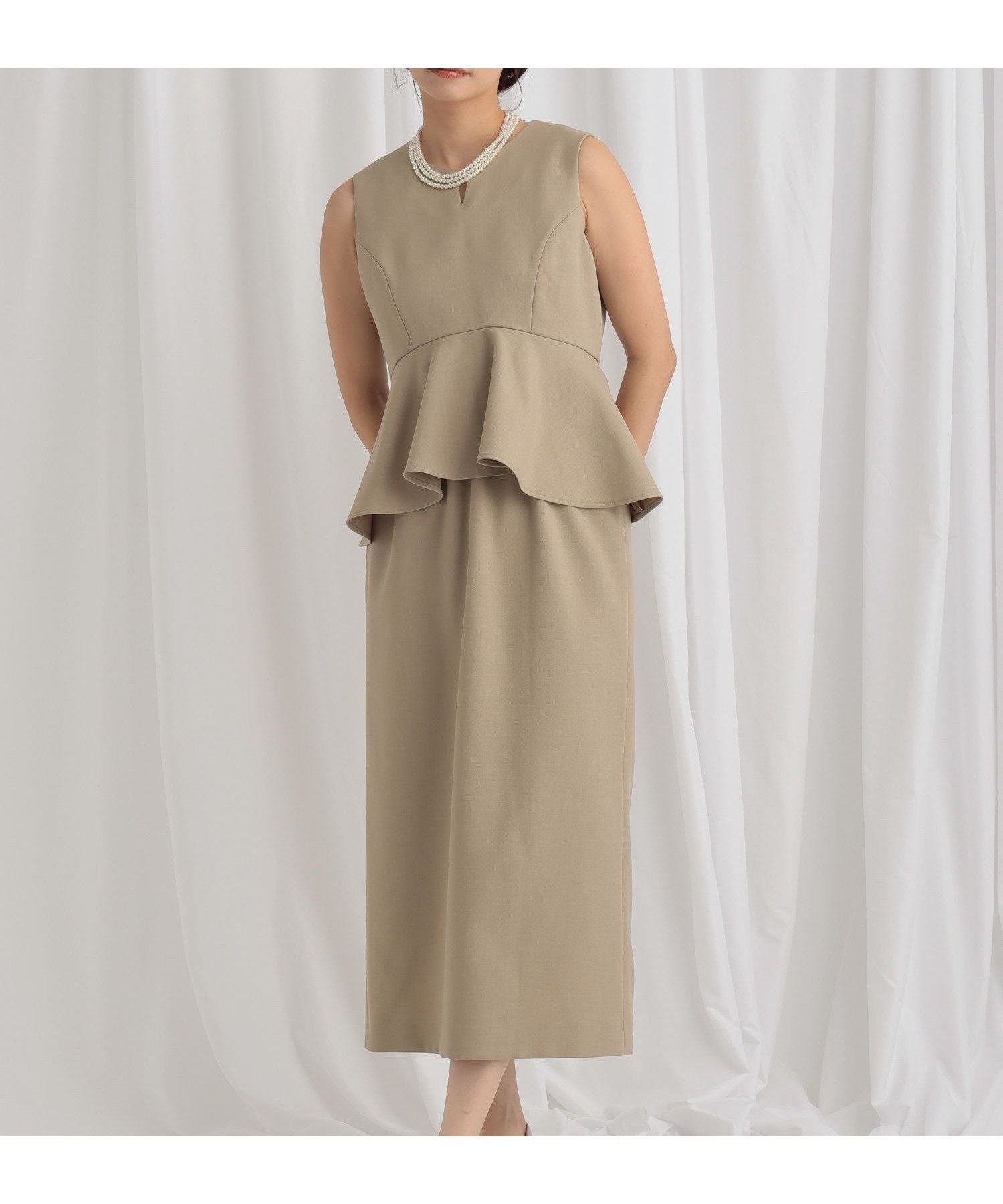 【ミスティ ウーマン/mysty woman】のペプラム切り替えノースリワンピ 人気、トレンドファッション・服の通販 founy(ファニー) 　ファッション　Fashion　レディースファッション　Fashion for Women　ワンピース　Dresses　おすすめ　Recommended / Our Picks　インナー　Innerwear　カーディガン　Cardigan, Knitwear　ジャケット　Jacket, Outerwear　スリット　Slit, Slit Detail　セットアップ　Set-Up, Coordinated Outfit　セレモニー　Ceremony　ダウン　Down, Puffer　ペプラム　Peplum, Flared Hem　 other-1|ID: prp329100004809368 ipo3291000000034904047