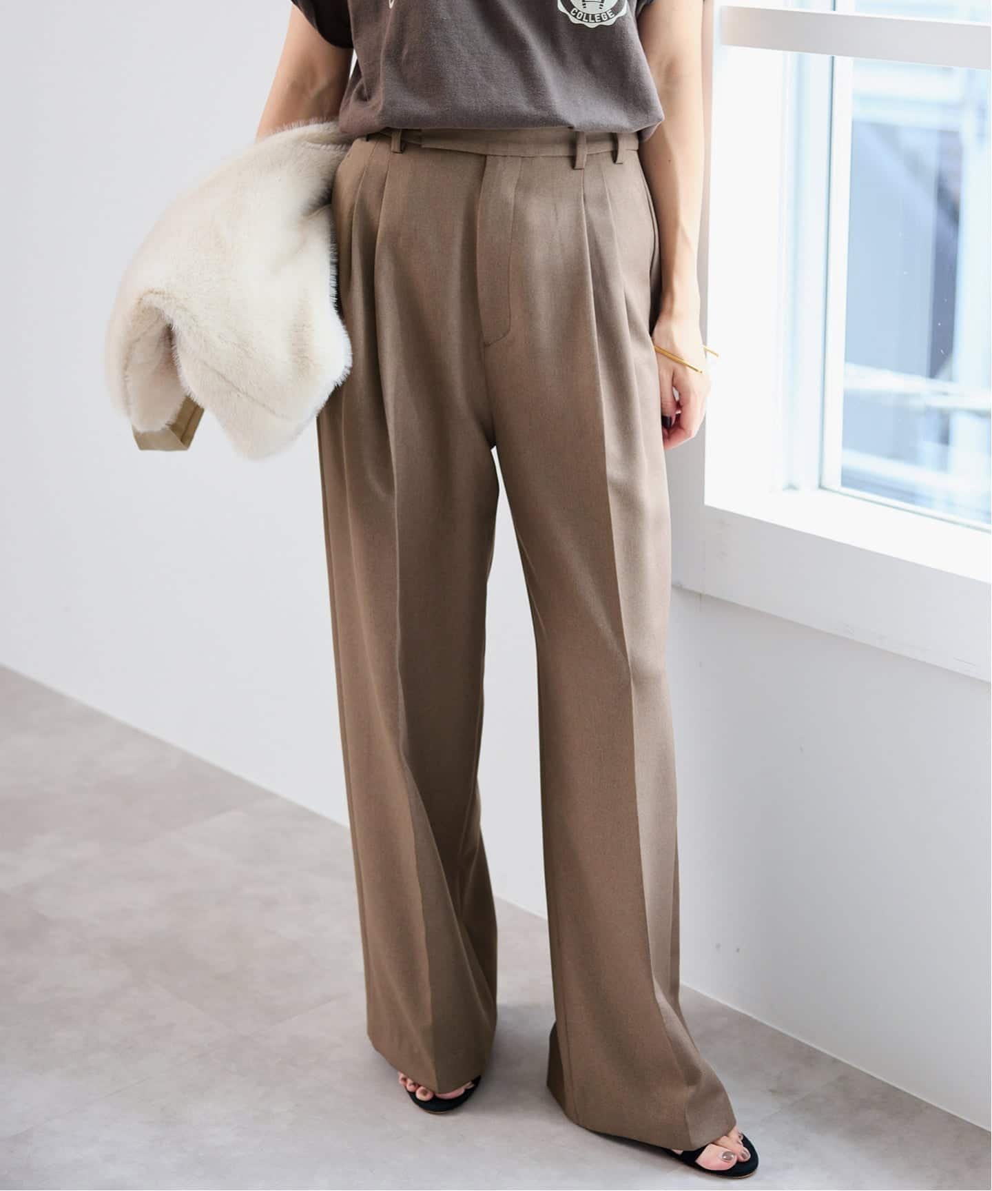 【スローブ イエナ/SLOBE IENA】のPEツイルワイド2タックスラックス インテリア・キッズ・メンズ・レディースファッション・服の通販 founy(ファニー) 　ファッション　Fashion　レディースファッション　Fashion for Women　2025年　2025　2025-2026秋冬・A/W　Autumn/Winter 2025–26 AW25–26　おすすめ　Recommended / Our Picks　スラックス　Slacks, Dress Pants　A/W・秋冬　Autumn/Winter　ブラウン|ID: prp329100004809384 ipo3291000000034904202