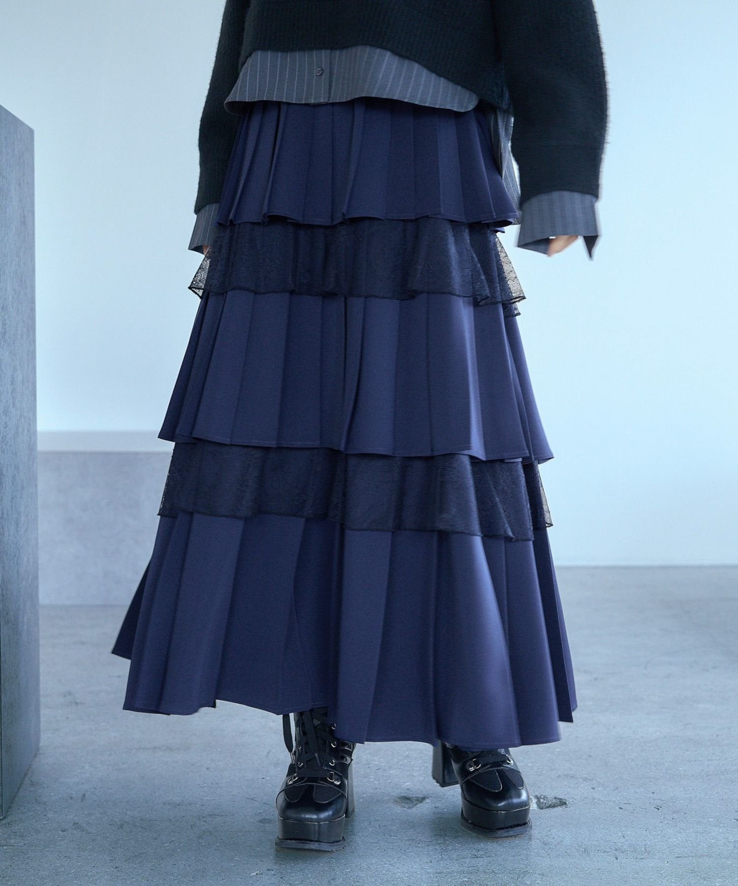 【ハレ/HARE】のフリルプリーツティアードスカート インテリア・キッズ・メンズ・レディースファッション・服の通販 founy(ファニー) 　ファッション　Fashion　レディースファッション　Fashion for Women　スカート　Skirts　ティアードスカート　Tiered Skirts　おすすめ　Recommended / Our Picks　ウェーブ　Wavy Pattern　シューズ　Shoes, Footwear　ショート　Short, Short Length　ジャケット　Jacket, Outerwear　ストレート　Straight, Straight Cut　ティアードスカート　Tiered Skirt, Flounced Skirt　プリーツ　Pleats, Pleated　リブニット　Rib Knit, Ribbed Knit　レース　Lace, Lace Fabric　ロング　Long, Long-Length　ブルー86|ID: prp329100004809404 ipo3291000000034904324