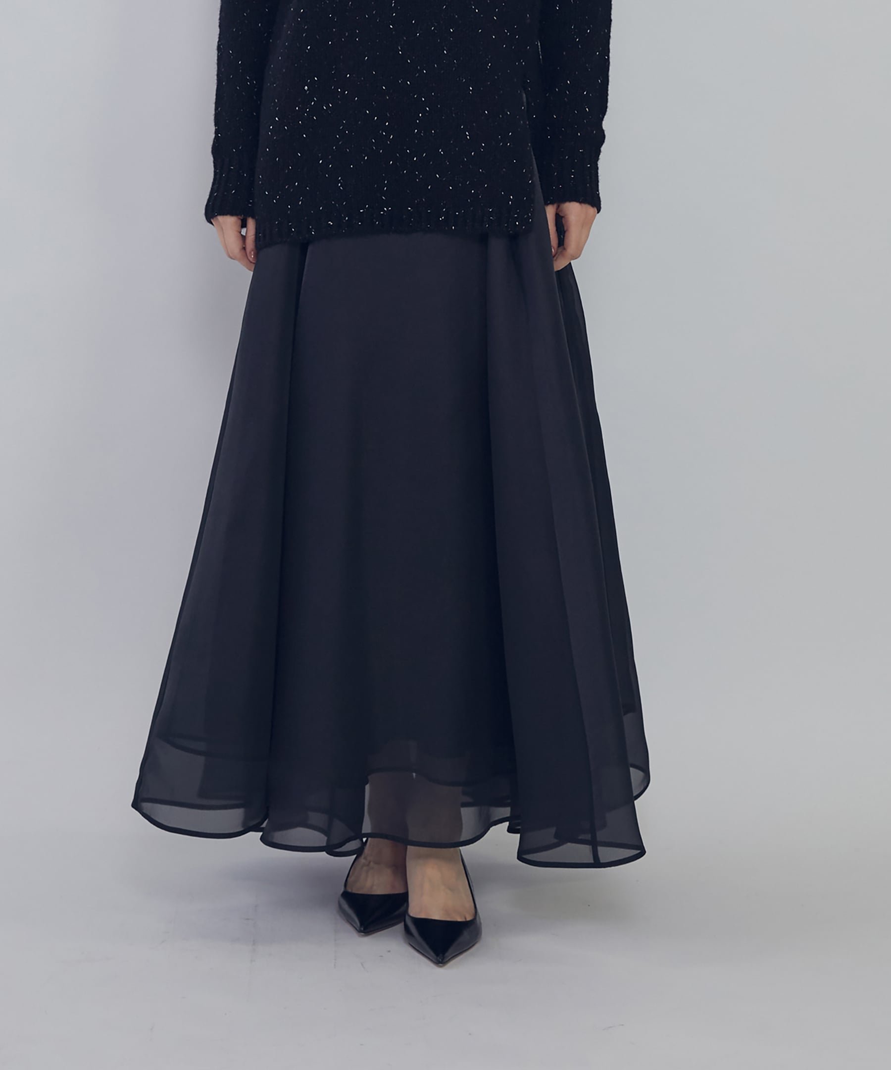 【プルミエ アロンディスモン/1er Arrondissement / MEN】のオーガンジースカート インテリア・キッズ・メンズ・レディースファッション・服の通販 founy(ファニー) 　ファッション　Fashion　メンズファッション　Fashion for Men　エアリー　Airy Texture　オーガンジー　Organza Fabric　バランス　Balance, Style Balance　フレアースカート　Flared Skirt, A-Line Skirt　A/W・秋冬　Autumn/Winter　Black|ID: prp329100004809432 ipo3291000000034904589