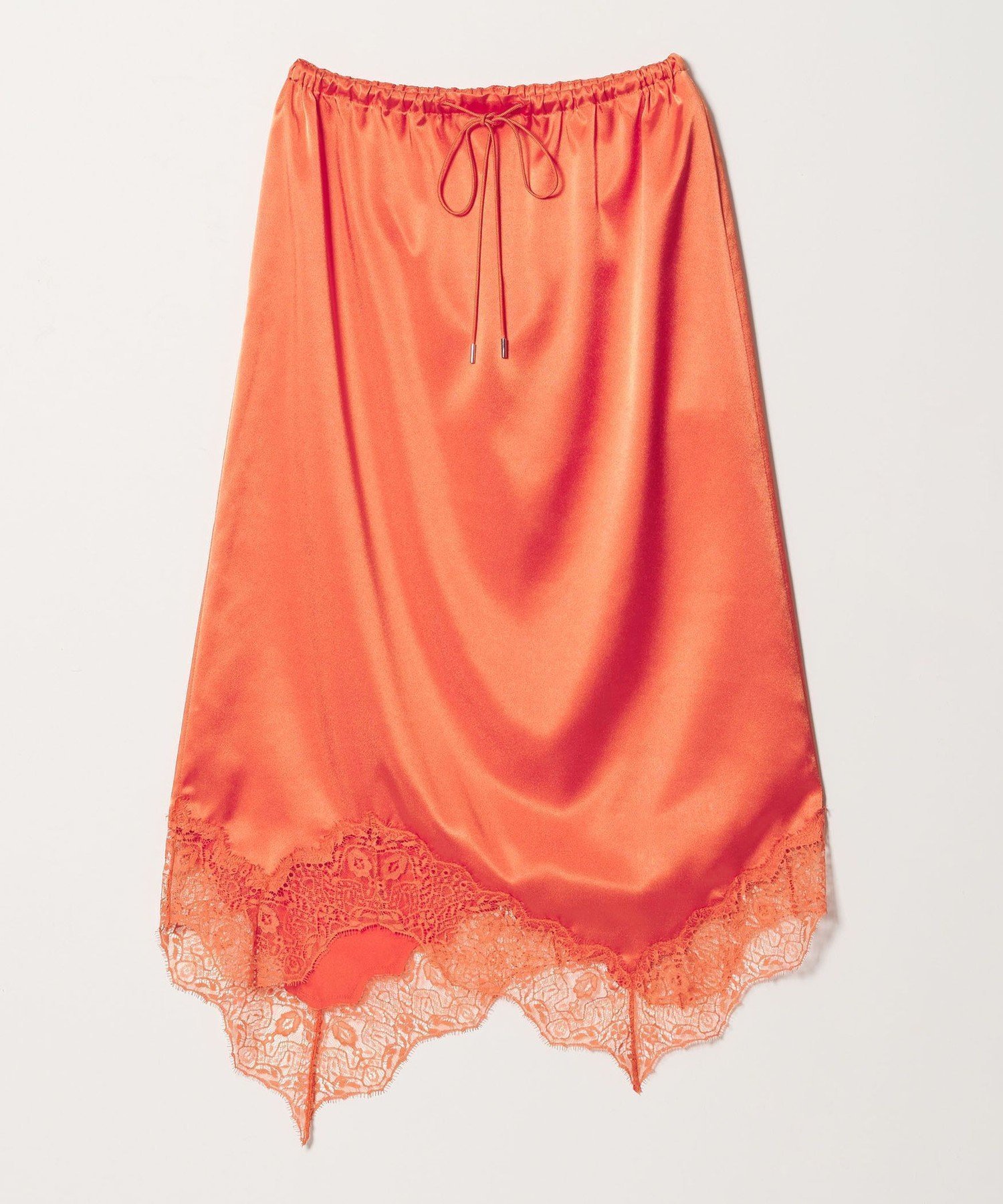 【ユナイテッドアローズ/UNITED ARROWS】のASTRAET サテン スソレース スカート インテリア・キッズ・メンズ・レディースファッション・服の通販 founy(ファニー) 　ファッション　Fashion　レディースファッション　Fashion for Women　スカート　Skirts　おすすめ　Recommended / Our Picks　イレギュラーヘム　Irregular Hem　カットソー　Cut and Sewn Top　コンビ　Combo, Combination Style　サテン　Satin, Glossy Fabric　ストリング　String, Drawstring　レース　Lace, Lace Fabric　エレガント 上品　Elegant　ORANGE|ID: prp329100004809433 ipo3291000000034904596