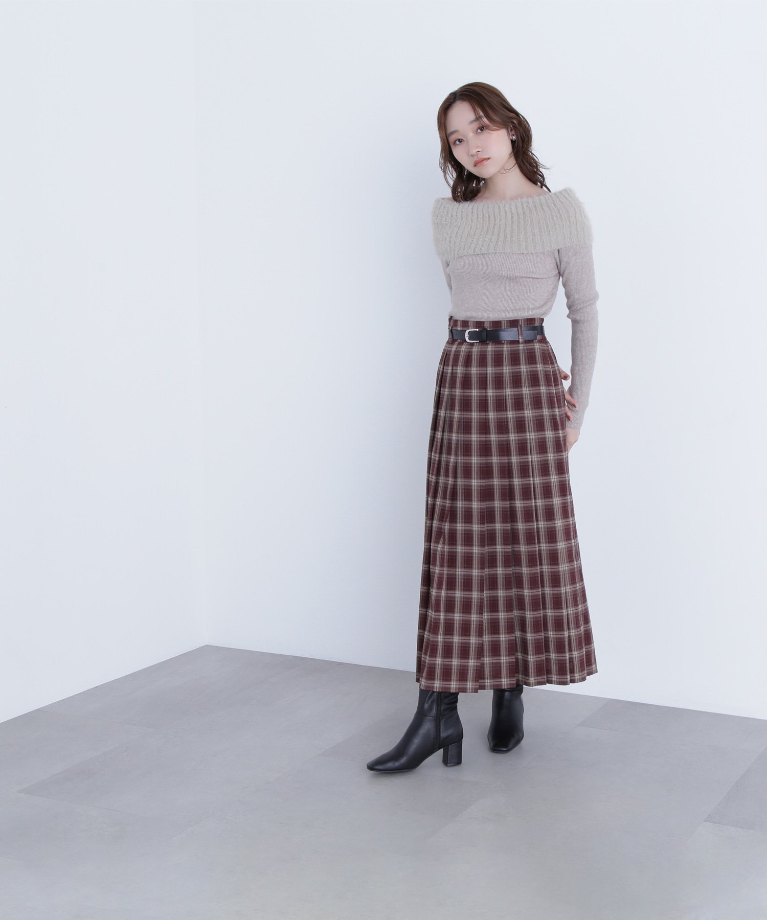 【ナチュラル ビューティー ベーシック/NATURAL BEAUTY BASIC】のベルテッドチェックプリーツスカート インテリア・キッズ・メンズ・レディースファッション・服の通販 founy(ファニー) 　ファッション　Fashion　レディースファッション　Fashion for Women　スカート　Skirts　プリーツスカート / 上品フェミニンスタイル　Pleated Skirts　クラシカル　Classical, Vintage-Inspired　シャーリング　Shirring, Ruched　チェック　Check, Plaid, Tartan　フィット　Fit, Slim Fit　プリーツ　Pleats, Pleated　ロング　Long, Long-Length　A/W・秋冬　Autumn/Winter　バーガンディー系2|ID: prp329100004809447 ipo3291000000034904677