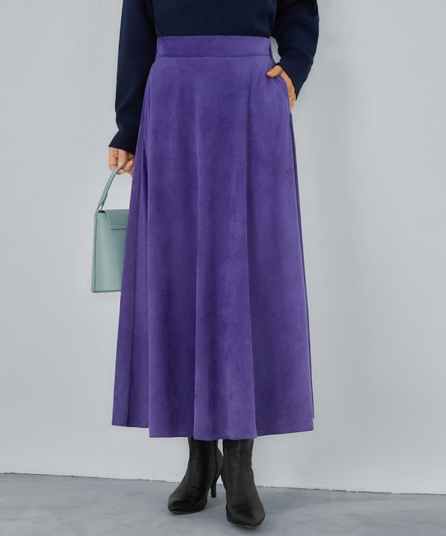 【スタイルデリ/STYLE DELI】の【LUXE】スエードサーキュラースカート インテリア・キッズ・メンズ・レディースファッション・服の通販 founy(ファニー) 　ファッション　Fashion　レディースファッション　Fashion for Women　スカート　Skirts　シンプル　Simple, Minimal　スリット　Slit, Slit Detail　パターン　Pattern, Design Print　パープル　Purple, Violet　フレア　Flare, Flared　ポケット　Pocket, Pocket Detail　ループ　Loop, Loop Knit　夏　Summer　エレガント 上品　Elegant　パープル|ID: prp329100004809462 ipo3291000000034904819
