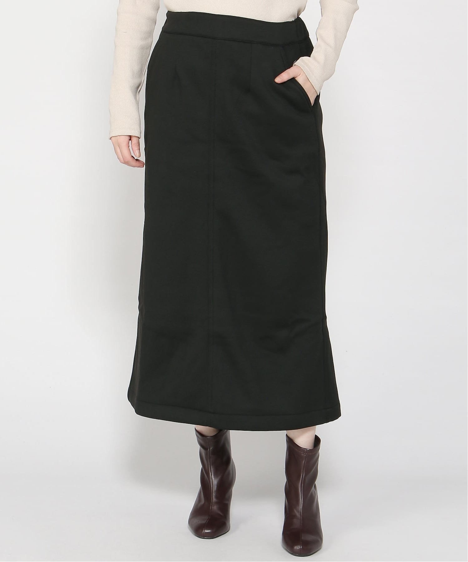 【ジーンズメイト/JEANS MATE】のC-FORT POINT/裏地 ベロア 台形 スカート インテリア・キッズ・メンズ・レディースファッション・服の通販 founy(ファニー) 　ファッション　Fashion　レディースファッション　Fashion for Women　スカート　Skirts　ストレッチ　Stretch, Stretchy Fabric　ベロア　Velour, Soft Velvet　ボンディング　Bonding, Bonded Fabric　台形　A-Line, Trapezoid Shape　ブラック|ID: prp329100004809464 ipo3291000000034904833