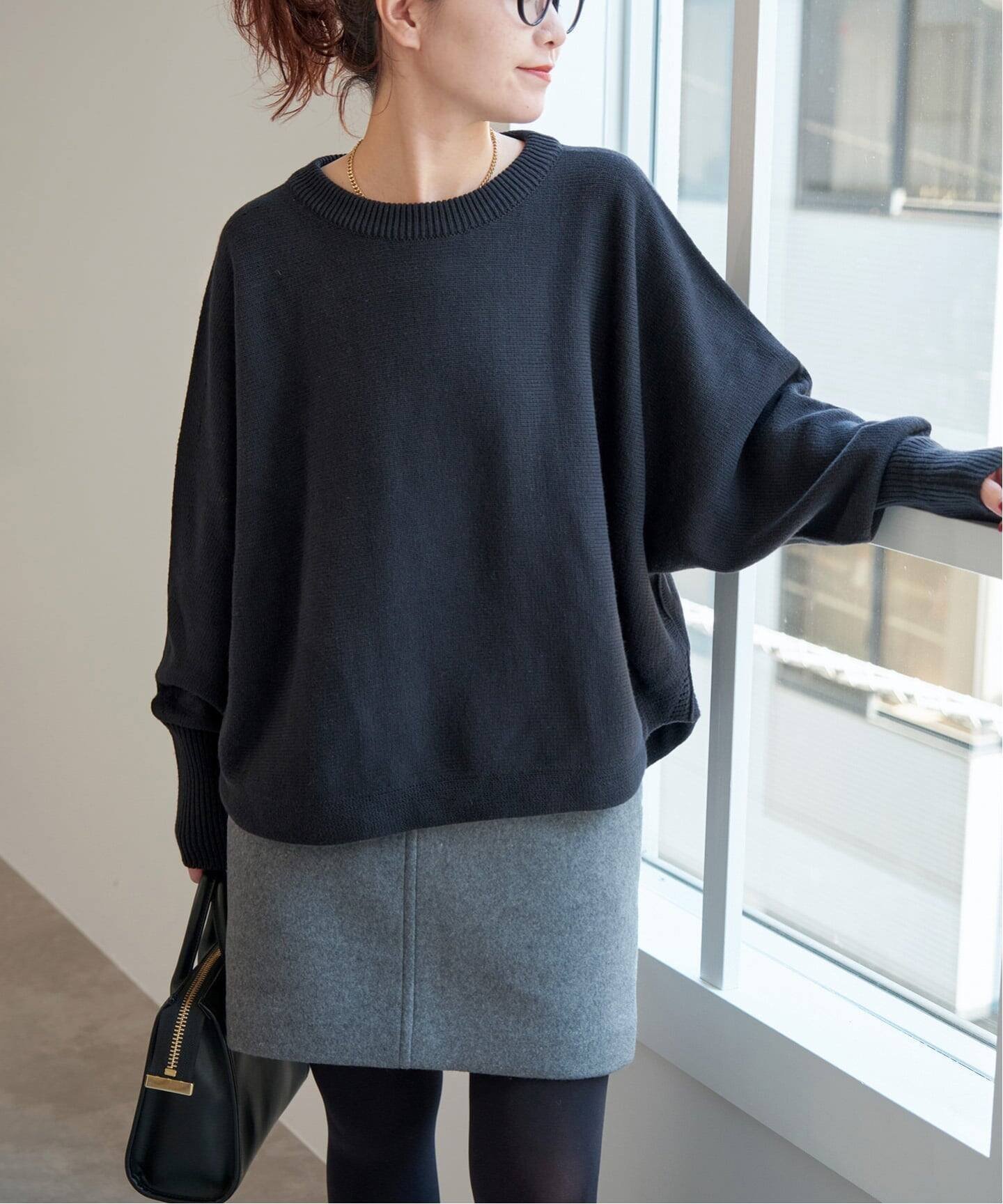 【スピック&スパン/Spick & Span】の《WEB限定 / 追加2 》バルキーヤーンドルマンロングリブニット インテリア・キッズ・メンズ・レディースファッション・服の通販 founy(ファニー) 　ファッション　Fashion　レディースファッション　Fashion for Women　トップス・カットソー　Cut & Sew Tops　ニット　Knit Tops & Sweaters　ブラック|ID: prp329100004809483 ipo3291000000034905031