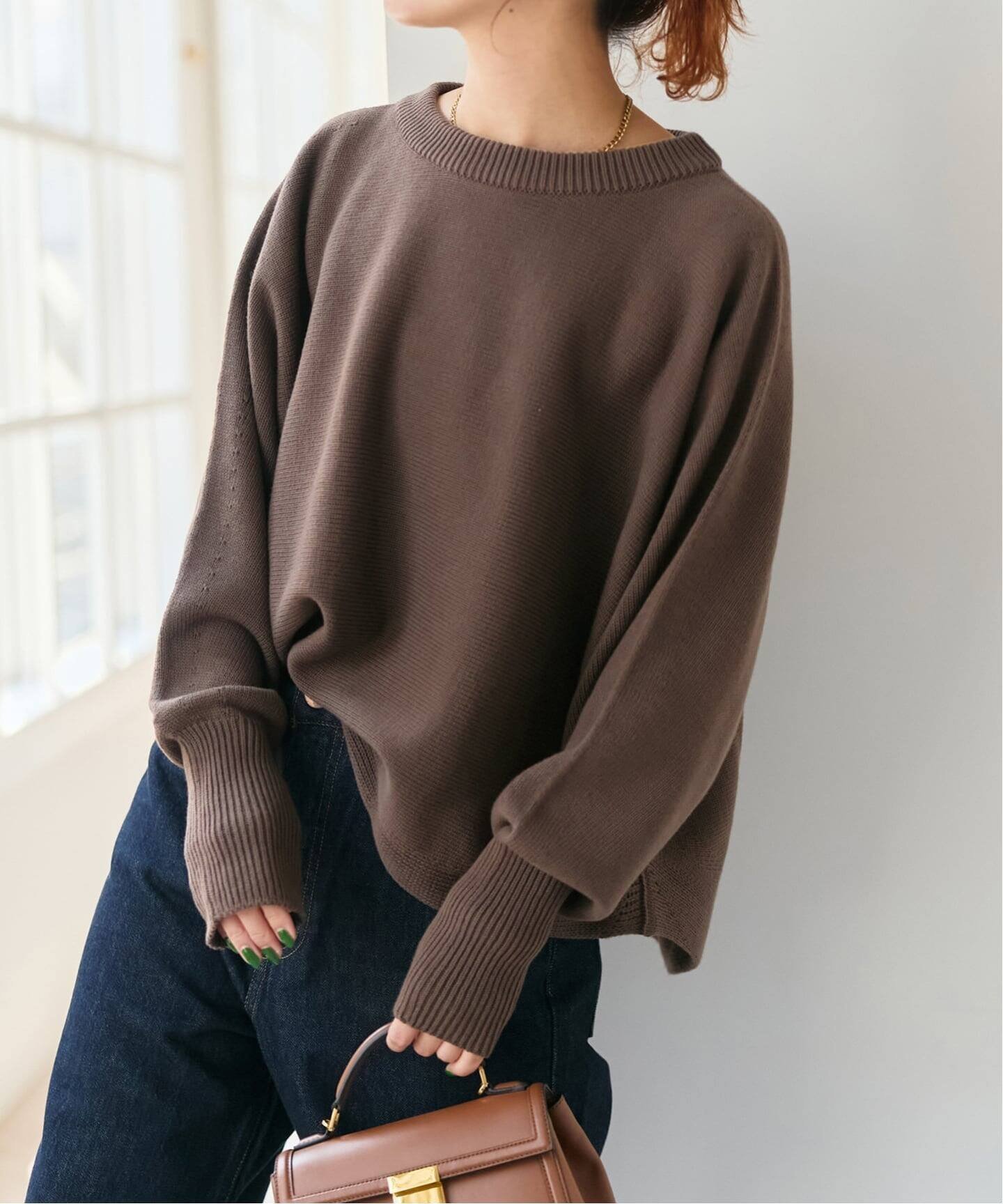 【スピック&スパン/Spick & Span】の《WEB限定 / 追加2 》バルキーヤーンドルマンロングリブニット インテリア・キッズ・メンズ・レディースファッション・服の通販 founy(ファニー) 　ファッション　Fashion　レディースファッション　Fashion for Women　トップス・カットソー　Cut & Sew Tops　ニット　Knit Tops & Sweaters　ブラウン B|ID: prp329100004809483 ipo3291000000034905032