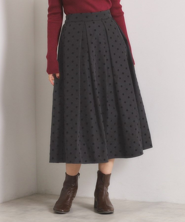 【イッツデモ/ITS' DEMO】の【手洗い可】フロッキードットスカート インテリア・キッズ・メンズ・レディースファッション・服の通販 founy(ファニー) 　ファッション　Fashion　レディースファッション　Fashion for Women　スカート　Skirts　スマート　Smart, Elegant　チェック　Check, Plaid, Tartan　テクスチャー　Texture, Textured Fabric　ドット　Polka Dot, Dot Pattern　定番　Standard, Basic Item　人気　Popular, Best Seller　フラット　Flat, Flat Shoes　ポケット　Pocket, Pocket Detail　A/W・秋冬　Autumn/Winter　再入荷　Restock / Back in Stock　おすすめ　Recommended / Our Picks　ブラック|ID: prp329100004809502 ipo3291000000034905172
