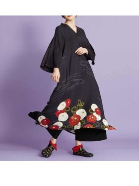 【アミナコレクション/Amina Collection】の冬牡丹 着物風ワンピース 人気、トレンドファッション・服の通販 founy(ファニー) ファッション Fashion レディースファッション Fashion for Women ワンピース Dresses タッセル Tassel, Fringe ポケット Pocket, Pocket Detail モダン Modern, Contemporary エレガント 上品 Elegant 冬 Winter / This Winter |ID:prp329100004809521