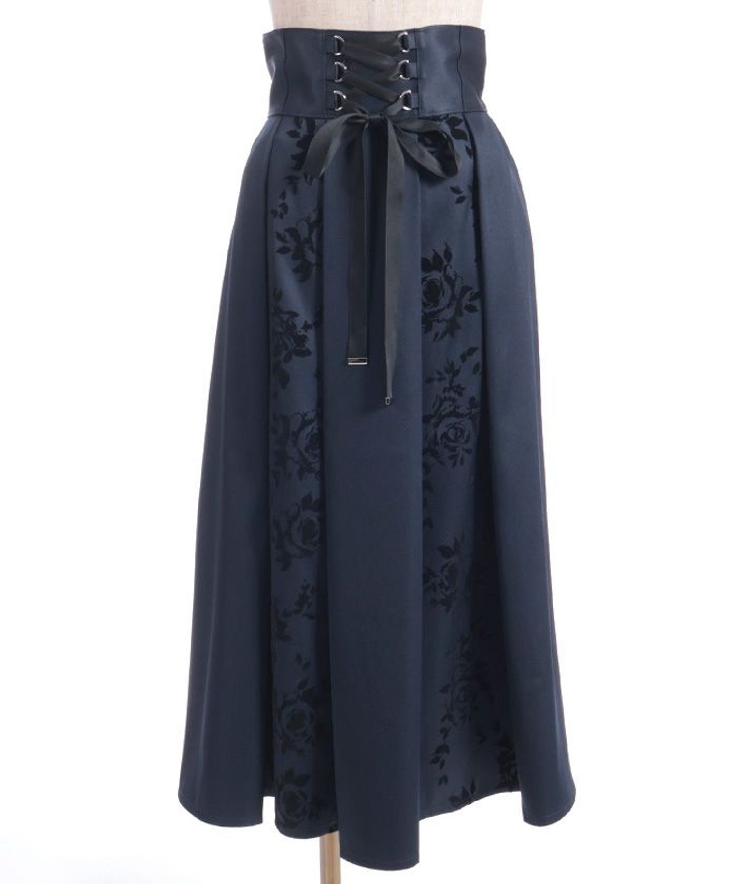 【アクシーズファム/axes femme】の編上フロッキー切替SK インテリア・キッズ・メンズ・レディースファッション・服の通販 founy(ファニー) ファッション Fashion レディースファッション Fashion for Women スカート Skirts クラシカル Classical, Vintage-Inspired ジャケット Jacket, Outerwear フロント Front, Front Design ロング Long, Long-Length ローズ Rose, Rose Motif エレガント 上品 Elegant 切替 Switching, Contrast Panel 紺|ID: prp329100004809526 ipo3291000000034905389