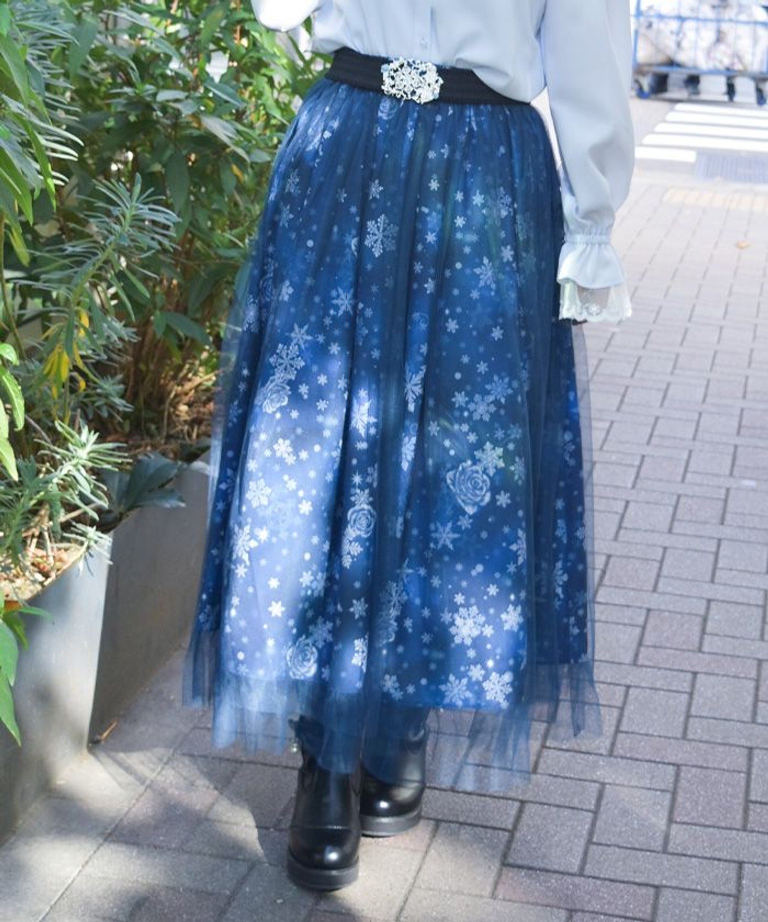 【アクシーズファム/axes femme】のスノー・ローズ柄スカート インテリア・キッズ・メンズ・レディースファッション・服の通販 founy(ファニー) 　ファッション　Fashion　レディースファッション　Fashion for Women　スカート　Skirts　紺|ID: prp329100004809530 ipo3291000000034905412