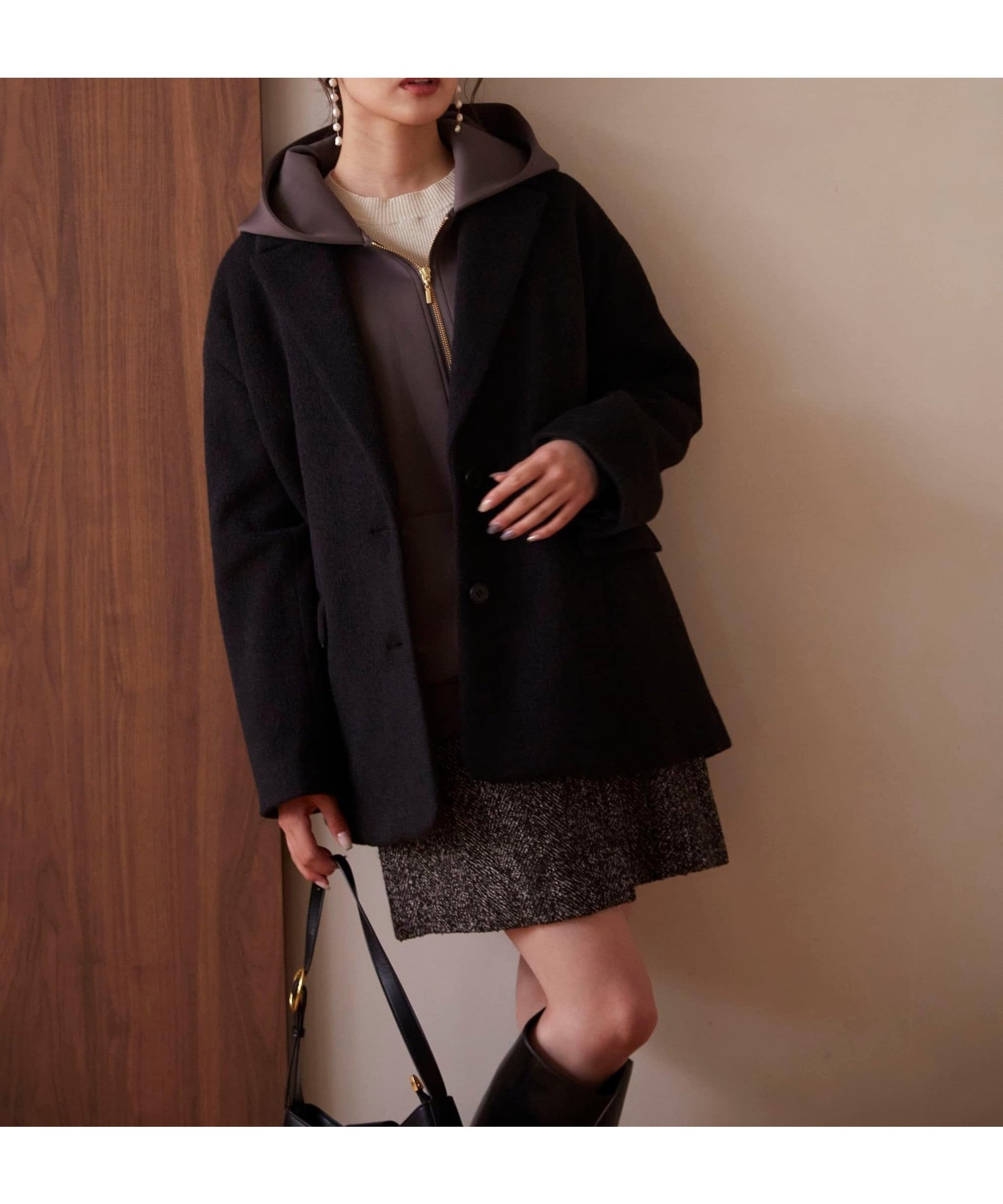 【プロポーション ボディドレッシング/PROPORTION BODY DRESSING】のフラップミニスカート WEB限定カラー エクリュツィード インテリア・キッズ・メンズ・レディースファッション・服の通販 founy(ファニー) 　ファッション　Fashion　レディースファッション　Fashion for Women　スカート　Skirts　ミニスカート　Mini Skirts　おすすめ　Recommended / Our Picks　ウォーム　Warm Fabric　タイツ　Tights, Legwear　ツイル　Twist, Twisted Detail　ツイード　Twill, Twill Weave　フラット　Flat, Flat Shoes　フラップ　Flap, Flap Pocket　ミニスカート　Mini Skirt, Short Skirt　ラップ　Wrap, Wrap Design　無地　Plain, Solid Color　ブラックツィード|ID: prp329100004809535 ipo3291000000034905466