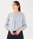 【アンタイトル/UNTITLED】の【透けにくい/通勤】パウダリー タックブラウス サックスブルー|ID: prp329100004809563 ipo3291000000034905699