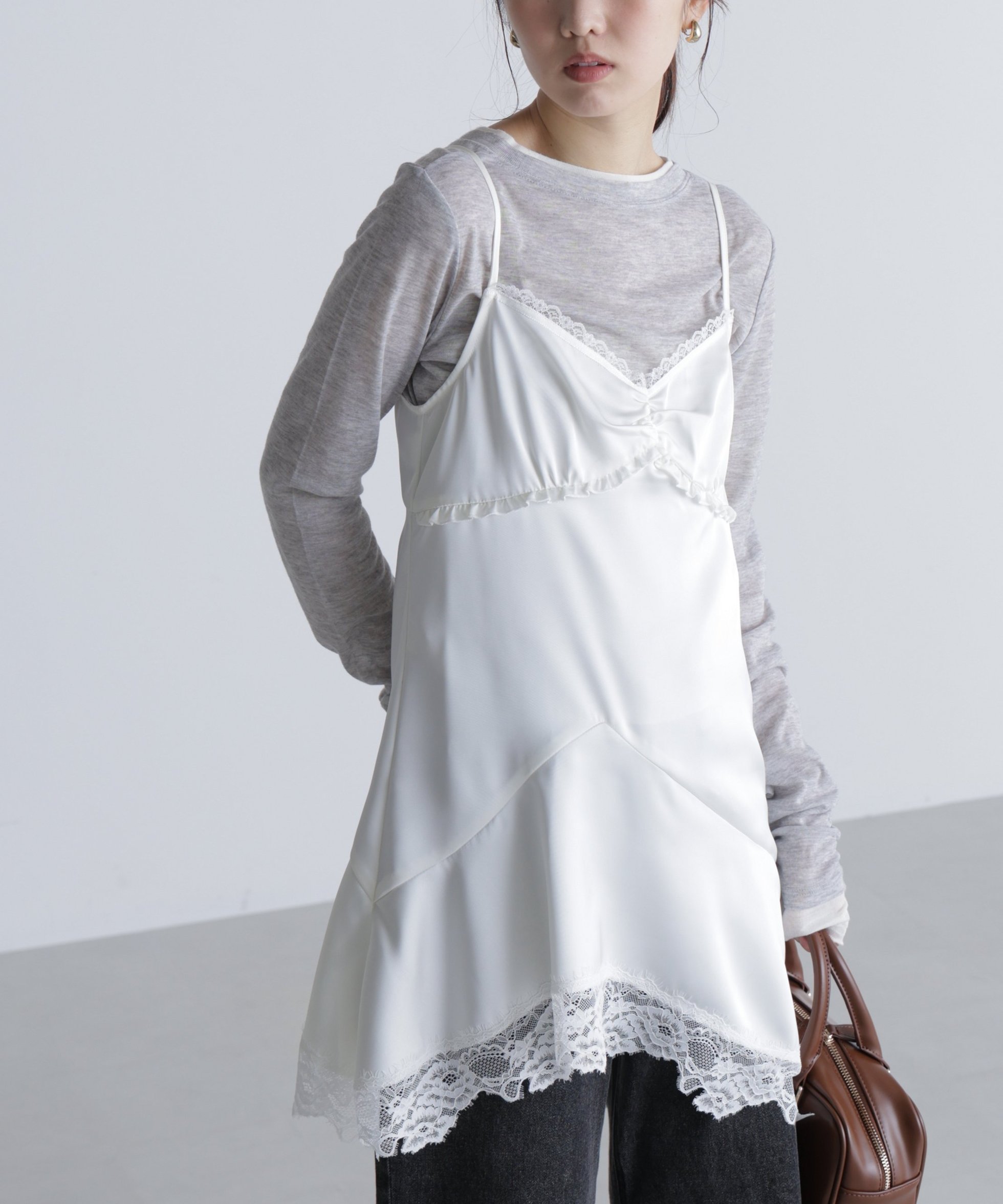 【フリーズマート/FREE'S MART】のイレヘムキャミワンピース 人気、トレンドファッション・服の通販 founy(ファニー) 　ファッション　Fashion　レディースファッション　Fashion for Women　ワンピース　Dresses　キャミソールワンピース　Camisole Dresses　おすすめ　Recommended / Our Picks　シャーリング　Shirring, Ruched　トレンド　Trend, Trending Now　フリル　Frill, Ruffle　フレア　Flare, Flared　ランジェリー　Lingerie, Intimate Wear　レース　Lace, Lace Fabric　今季　This Season, Current Season　無地　Plain, Solid Color　 other-1|ID: prp329100004809564 ipo3291000000034905696