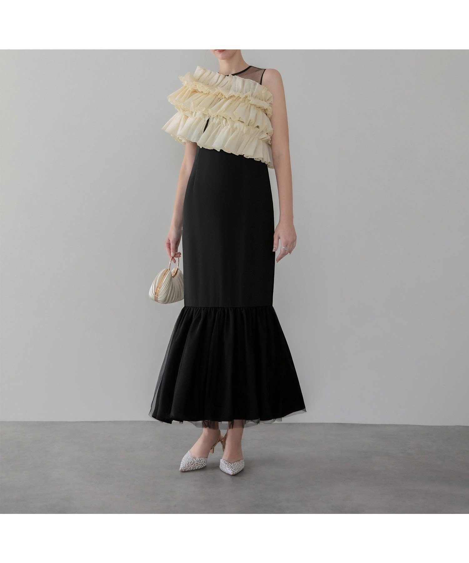 【レジャ/Leja】の3WAYアシンメトリーチュールフリルワンピースドレス結婚式オケージョン インテリア・キッズ・メンズ・レディースファッション・服の通販 founy(ファニー) 　ファッション　Fashion　レディースファッション　Fashion for Women　ワンピース　Dresses　フォーマル・パーティードレス・結婚式用ドレス　Elegant & Casual Dresses　オケージョン　Occasion Wear　結婚式　Wedding　BLACK|ID: prp329100004809567 ipo3291000000034905713