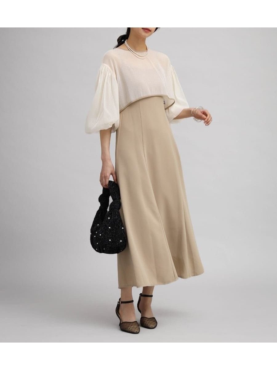 【ラシュッド/LASUD】のシフォンボレロレイヤードワンピース インテリア・キッズ・メンズ・レディースファッション・服の通販 founy(ファニー) 　ファッション　Fashion　レディースファッション　Fashion for Women　アウター　Coat / Outerwear Collection　ボレロ・ショート丈ジャケット / ドレス羽織りに　Boleros & Short Jackets　おすすめ　Recommended / Our Picks　キャミワンピース　Cami Dress, Slip Dress　シフォン　Chiffon, Lightweight Fabric　シャーリング　Shirring, Ruched　シンプル　Simple, Minimal　スリーブ　Sleeve, Long Sleeve / Short Sleeve　セレモニー　Ceremony　ドレス　Dress, One-Piece　パイピング　Piping, Trim Design　ボレロ　Bolero, Short Cardigan　エレガント 上品　Elegant　結婚式　Wedding　ベージュ|ID: prp329100004809571 ipo3291000000034905749