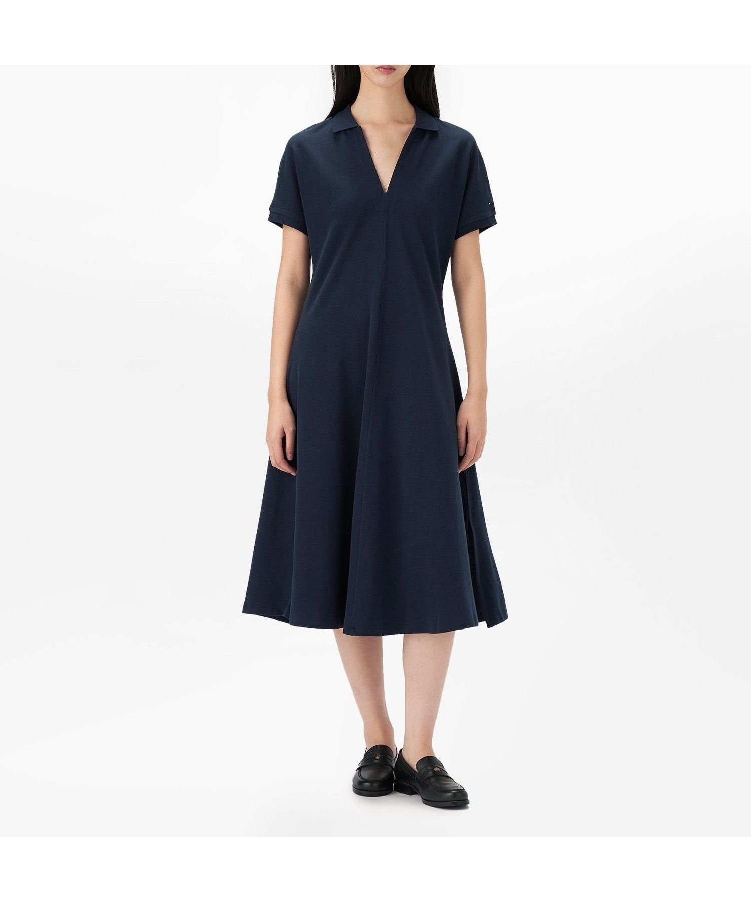 【トミーヒルフィガー/TOMMY HILFIGER】のリヨセルオープンネックミディワンピース 人気、トレンドファッション・服の通販 founy(ファニー) 　ファッション　Fashion　レディースファッション　Fashion for Women　ワンピース　Dresses　アメリカン　American Style　カッティング　Cutting Detail　クラシック　Classic, Timeless Style　クール　Cool, Chic　ゴルフ　Golf　ストレッチ　Stretch, Stretchy Fabric　スリット　Slit, Slit Detail　ツイスト　Tweed, Tweed Fabric　デニム　Denim, Jeans Material　モダン　Modern, Contemporary　人気　Popular, Best Seller　 other-1|ID: prp329100004809572 ipo3291000000034905755