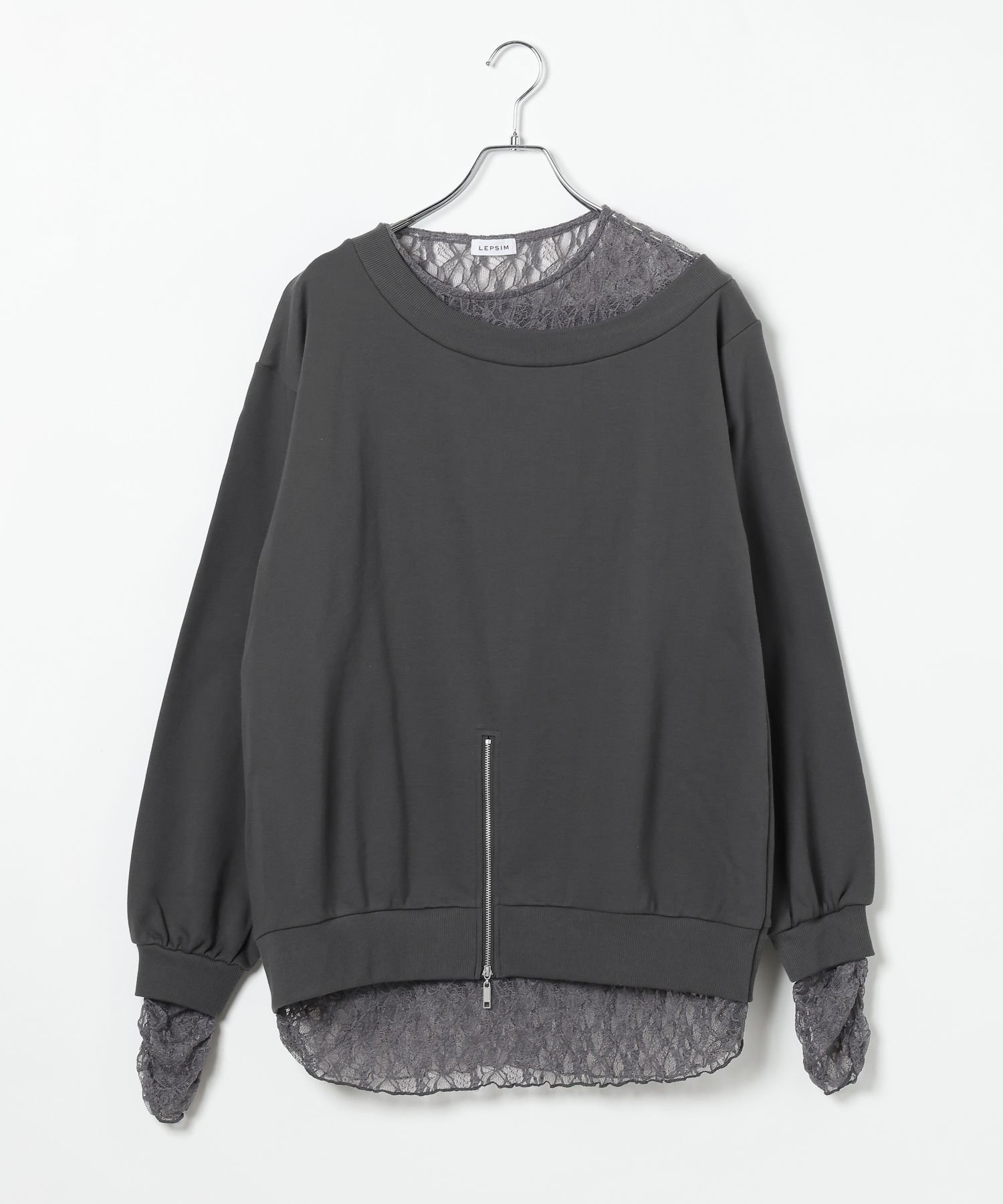 【レプシィム ローリーズファーム/LEPSIM LOWRYS FARM】のワンショルレイヤードライクチュニック インテリア・キッズ・メンズ・レディースファッション・服の通販 founy(ファニー) 　ファッション　Fashion　レディースファッション　Fashion for Women　トップス・カットソー　Cut & Sew Tops　おすすめ　Recommended / Our Picks　チュニック　Tunic, Long Top　トレンド　Trend, Trending Now　ドッキング　Docking, Mixed Material　レース　Lace, Lace Fabric　ワイド　Wide, Wide Fit　ワンポイント　One Point, Statement Accent　チャコール15|ID: prp329100004809573 ipo3291000000034905758