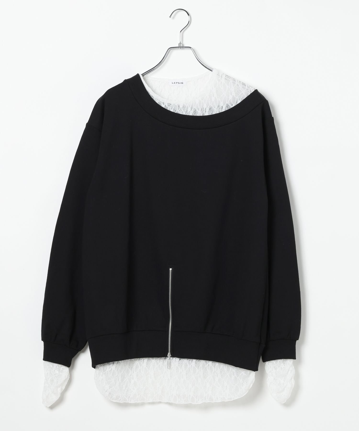 【レプシィム ローリーズファーム/LEPSIM LOWRYS FARM】のワンショルレイヤードライクチュニック インテリア・キッズ・メンズ・レディースファッション・服の通販 founy(ファニー) 　ファッション　Fashion　レディースファッション　Fashion for Women　トップス・カットソー　Cut & Sew Tops　おすすめ　Recommended / Our Picks　チュニック　Tunic, Long Top　トレンド　Trend, Trending Now　ドッキング　Docking, Mixed Material　レース　Lace, Lace Fabric　ワイド　Wide, Wide Fit　ワンポイント　One Point, Statement Accent　ブラック09|ID: prp329100004809573 ipo3291000000034905759