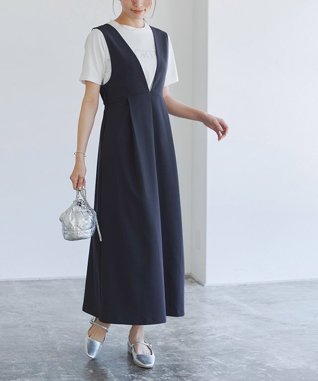 【ピエロ/Pierrot】のウエストマークジャンパースカート インテリア・キッズ・メンズ・レディースファッション・服の通販 founy(ファニー) 　ファッション　Fashion　レディースファッション　Fashion for Women　スカート　Skirts　インナー　Innerwear　シンプル　Simple, Minimal　ストレッチ　Stretch, Stretchy Fabric　ネイビー|ID: prp329100004809583 ipo3291000000034905814