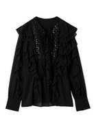 【リリーブラウン/Lily Brown】のL.B CANDY STOCK ビジューフリルブラウス 人気、トレンドファッション・服の通販 founy(ファニー) ファッション Fashion レディースファッション Fashion for Women トップス・カットソー Cut & Sew Tops シャツ・ブラウス・オフィスカジュアル Elegant Blouses & Button-Ups インナー Innerwear キャミソール Camisole, Spaghetti Strap Top クラシカル Classical, Vintage-Inspired シフォン Chiffon, Lightweight Fabric スマート Smart, Elegant ビジュー Bijou, Jewel-like Accent フェミニン Feminine, Girly フロント Front, Front Design ブラウジング Blouson Silhouette, Cinched Waist ベロア Velour, Soft Velvet ラッフル Ruffle, Frill リボン Ribbon, Bow エレガント 上品 Elegant thumbnail BLK[009]|ID: prp329100004809596 ipo3291000000034905905