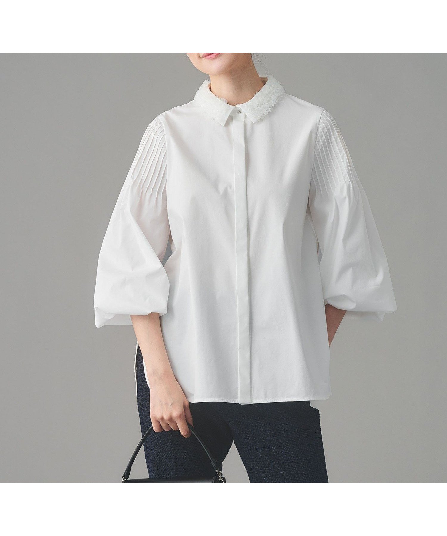 【ユナイテッドアローズ/UNITED ARROWS】のチュールカラー 2WAY ブラウス インテリア・キッズ・メンズ・レディースファッション・服の通販 founy(ファニー) 　ファッション　Fashion　レディースファッション　Fashion for Women　トップス・カットソー　Cut & Sew Tops　シャツ・ブラウス・オフィスカジュアル　Elegant Blouses & Button-Ups　アクセサリー　Fashion Accessories　インナー　Innerwear　シンプル　Simple, Minimal　セットアップ　Set-Up, Coordinated Outfit　フリル　Frill, Ruffle　おすすめ　Recommended / Our Picks　WHITE|ID: prp329100004809618 ipo3291000000034906071