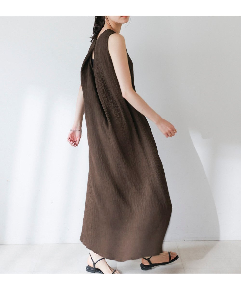 【バブ ブージュルード/Bab Bou Jeloud】のシャーリングカットワンピース インテリア・キッズ・メンズ・レディースファッション・服の通販 founy(ファニー) 　ファッション　Fashion　レディースファッション　Fashion for Women　ワンピース　Dresses　ノースリーブ　Sleeveless, No-Sleeve　バランス　Balance, Style Balance　ポケット　Pocket, Pocket Detail　再入荷　Restock / Back in Stock　BROWN|ID: prp329100004809619 ipo3291000000034906075