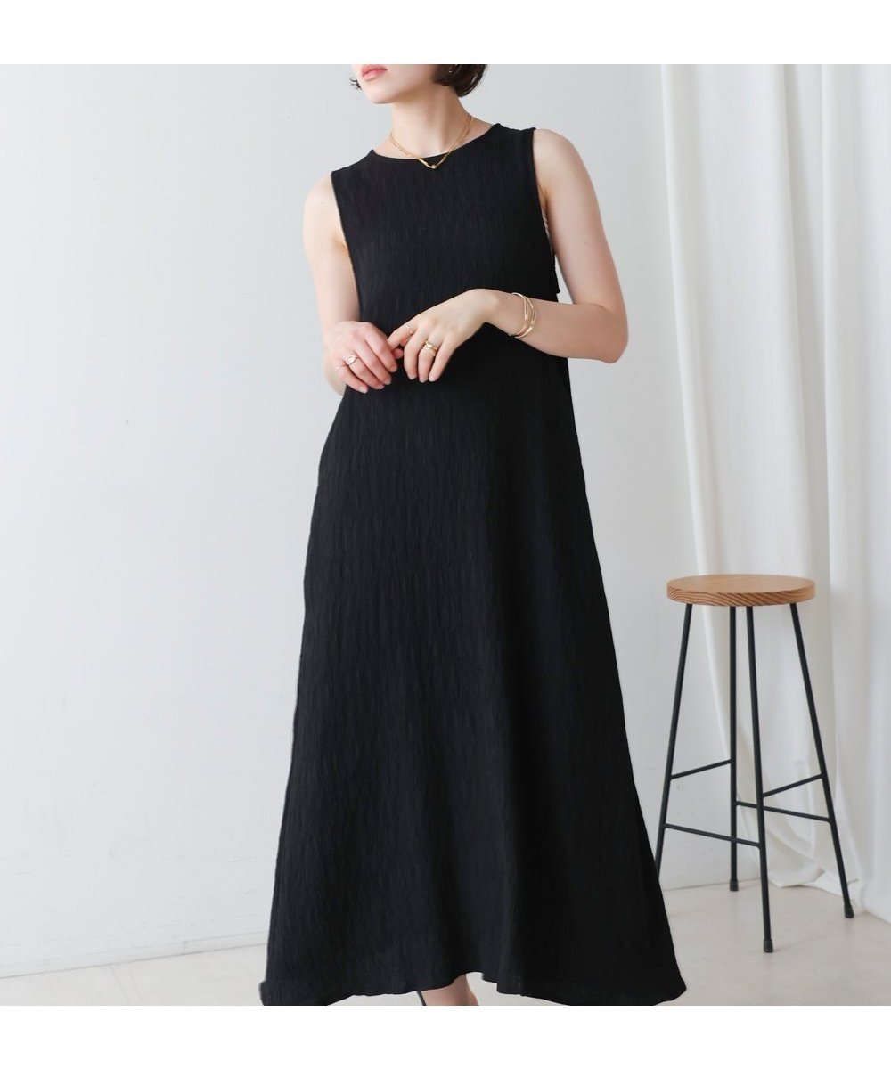 【バブ ブージュルード/Bab Bou Jeloud】のシャーリングカットワンピース インテリア・キッズ・メンズ・レディースファッション・服の通販 founy(ファニー) 　ファッション　Fashion　レディースファッション　Fashion for Women　ワンピース　Dresses　ノースリーブ　Sleeveless, No-Sleeve　バランス　Balance, Style Balance　ポケット　Pocket, Pocket Detail　再入荷　Restock / Back in Stock　BLACK|ID: prp329100004809619 ipo3291000000034906076