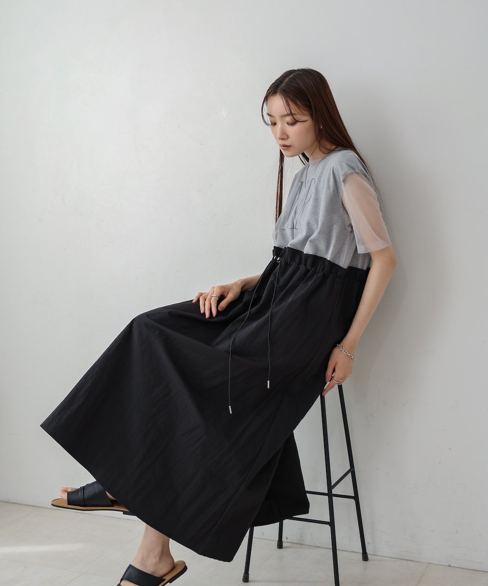 【バブ ブージュルード/Bab Bou Jeloud】の【低身長向けサイズあり】チュールレイヤードウエストドロストワンピース インテリア・キッズ・メンズ・レディースファッション・服の通販 founy(ファニー) 　ファッション　Fashion　レディースファッション　Fashion for Women　ワンピース　Dresses　くるぶし　Ankle-Length　カットソー　Cut and Sewn Top　キャップ　Cap, Baseball Cap　サンダル　Sandals, Summer Shoes　ショルダー　Shoulder, Shoulder Strap　スニーカー　Sneakers, Trainers　スマート　Smart, Elegant　チュール　Tulip, Tulip Motif　バランス　Balance, Style Balance　プリーツ　Pleats, Pleated　リュック　Backpack, Rucksack　BLACK|ID: prp329100004809621 ipo3291000000034906088