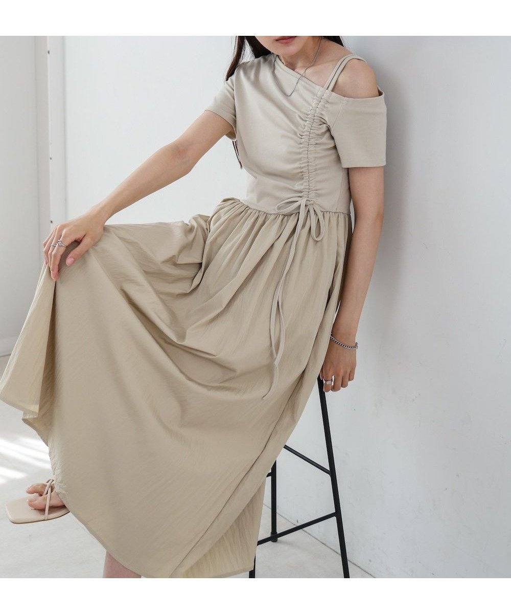 【バブ ブージュルード/Bab Bou Jeloud】のアシメシャーリングワンピース 人気、トレンドファッション・服の通販 founy(ファニー) 　ファッション　Fashion　レディースファッション　Fashion for Women　ワンピース　Dresses　キャップ　Cap, Baseball Cap　シャーリング　Shirring, Ruched　ストレッチ　Stretch, Stretchy Fabric　スニーカー　Sneakers, Trainers　スマート　Smart, Elegant　チェック　Check, Plaid, Tartan　再入荷　Restock / Back in Stock　おすすめ　Recommended / Our Picks　夏　Summer　 other-1|ID: prp329100004809632 ipo3291000000034906147