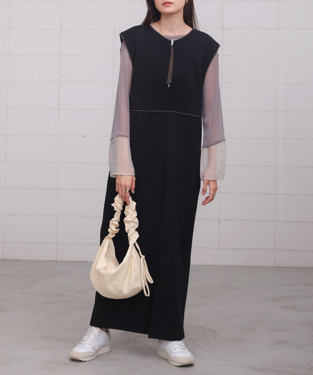 【バブ ブージュルード/Bab Bou Jeloud】の【低身長向けサイズあり】前後2WAYパイピングポンチジャンスカ インテリア・キッズ・メンズ・レディースファッション・服の通販 founy(ファニー) 　ファッション　Fashion　レディースファッション　Fashion for Women　インナー　Innerwear　シンプル　Simple, Minimal　ジャケット　Jacket, Outerwear　スマート　Smart, Elegant　スリット　Slit, Slit Detail　チェック　Check, Plaid, Tartan　デニム　Denim, Jeans Material　バランス　Balance, Style Balance　パイピング　Piping, Trim Design　フロント　Front, Front Design　リブニット　Rib Knit, Ribbed Knit　楽ちん　Easy Fit, Comfortable　再入荷　Restock / Back in Stock　BLACK|ID: prp329100004809648 ipo3291000000034906246