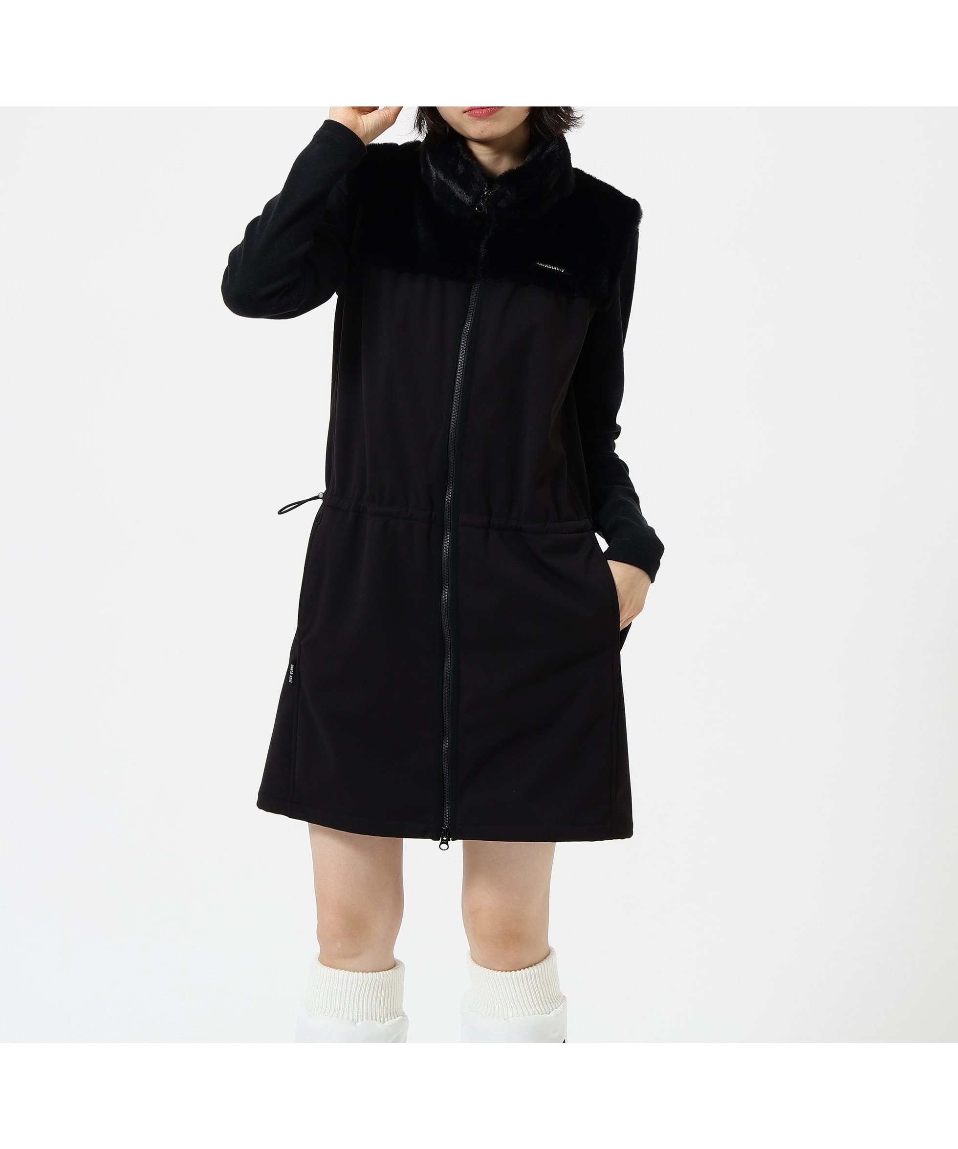 【ジャックバニー/Jack Bunny】のラミネートスムース 裏地付きワンピース 人気、トレンドファッション・服の通販 founy(ファニー) 　ファッション　Fashion　レディースファッション　Fashion for Women　ワンピース　Dresses　おすすめ　Recommended / Our Picks　ゴルフ　Golf　ストレッチ　Stretch, Stretchy Fabric　スピンドル　Spindle, Drawcord　ネオン　Neon, Neon Color　ブラウジング　Blouson Silhouette, Cinched Waist　ヨーク　Yoke, Yoke Design　A/W・秋冬　Autumn/Winter　 other-1|ID: prp329100004809681 ipo3291000000034906523