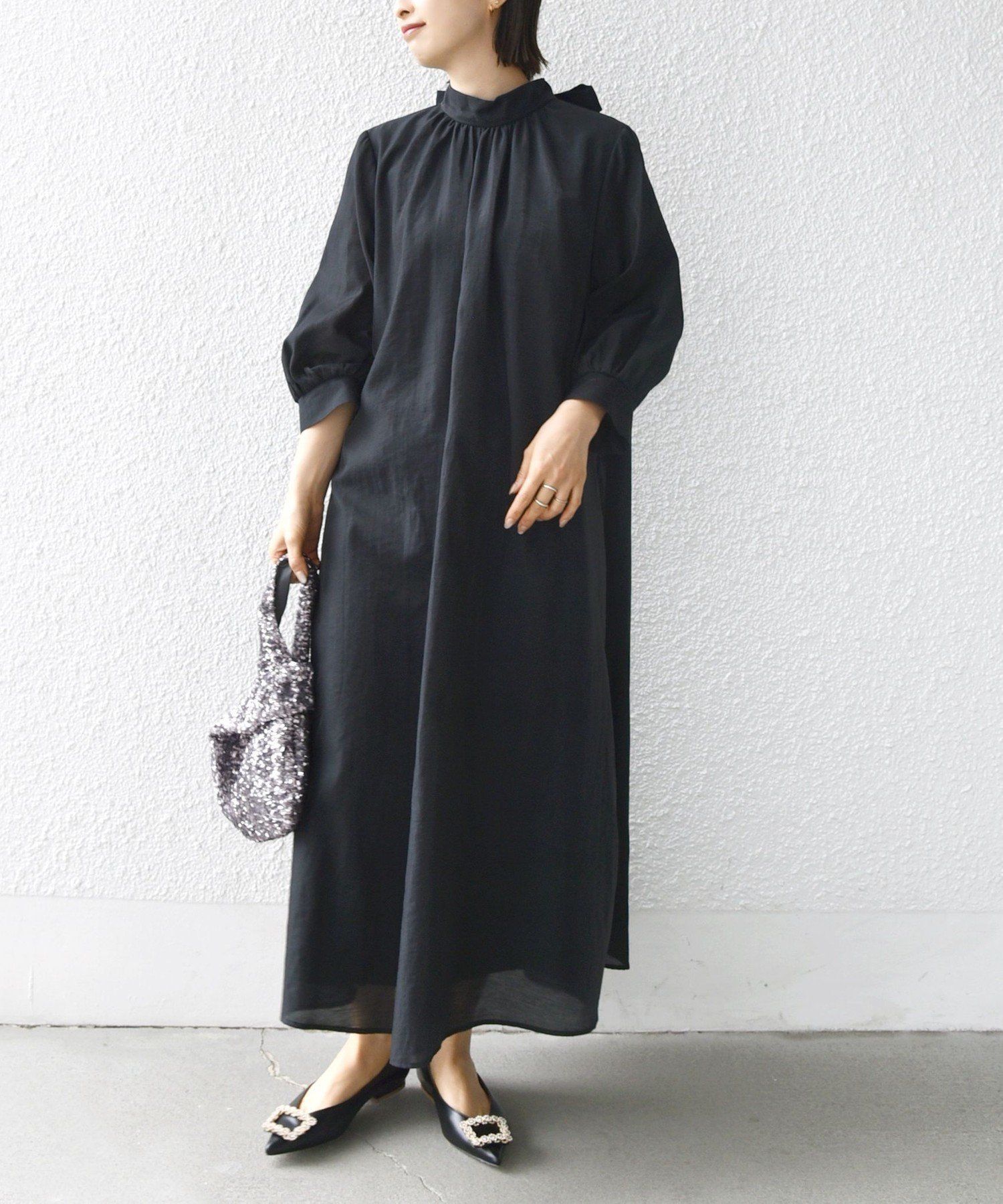 【シップス フォー ウィメン/SHIPS】の【SHIPS別注】kaene 2WAY ボウタイ ロング ワンピース(セレモニー対応可) インテリア・キッズ・メンズ・レディースファッション・服の通販 founy(ファニー) 　ファッション　Fashion　レディースファッション　Fashion for Women　ワンピース　Dresses　オレンジ　Orange　カフス　Cuff Design　シャンブレー　Chambray, Denim-Like Fabric　トレンド　Trend, Trending Now　ドレス　Dress, One-Piece　パイピング　Piping, Trim Design　パーティ　Party, Party Style　フロント　Front, Front Design　別注　Limited Edition, Custom Order　リボン　Ribbon, Bow　リラックス　Relax, Relaxed Fit　ロング　Long, Long-Length　おすすめ　Recommended / Our Picks　エレガント 上品　Elegant　セレモニー　Ceremony　結婚式　Wedding　ダークグレー|ID: prp329100004809682 ipo3291000000034906545