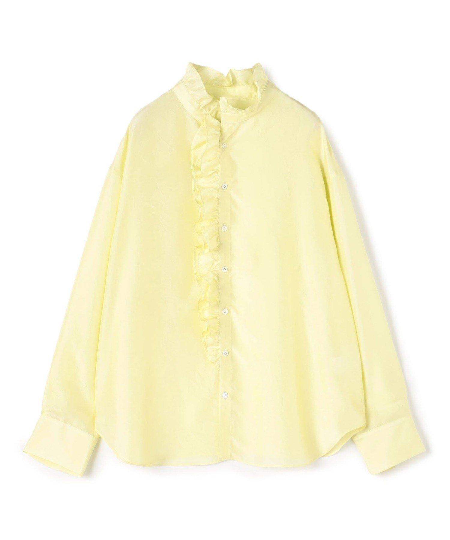 【トゥモローランド/TOMORROWLAND】のシルクハブタエ フリルカラーシャツ 人気、トレンドファッション・服の通販 founy(ファニー) 　ファッション　Fashion　レディースファッション　Fashion for Women　トップス・カットソー　Cut & Sew Tops　シャツ・ブラウス・オフィスカジュアル　Elegant Blouses & Button-Ups　イエロー　Yellow　シルク　Silk, 100% Silk　ストライプ　Stripe, Striped Pattern　フリル　Frill, Ruffle　 other-1|ID: prp329100004809684 ipo3291000000034906554