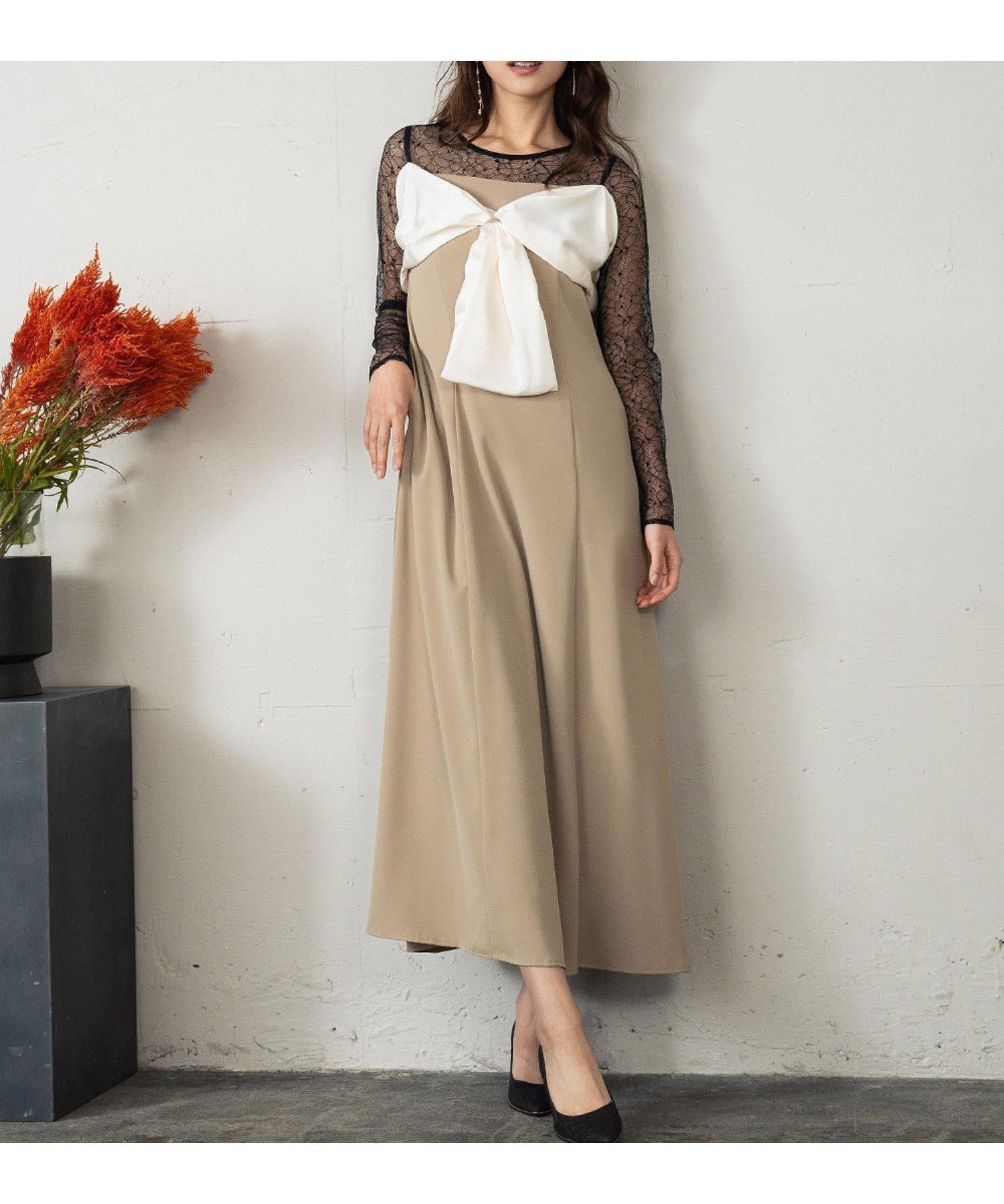 【ガール/GIRL】のビッグリボンドレス シアー 結婚式 ワンピース パーティードレス オケージョン 人気、トレンドファッション・服の通販 founy(ファニー) 　ファッション　Fashion　レディースファッション　Fashion for Women　ワンピース　Dresses　フォーマル・パーティードレス・結婚式用ドレス　Elegant & Casual Dresses　オケージョン　Occasion Wear　サテン　Satin, Glossy Fabric　シアー　Sheer, See-Through　ドレス　Dress, One-Piece　ドレープ　Drape, Draping Fabric　バランス　Balance, Style Balance　フォーマル　Formal, Dressy　フレア　Flare, Flared　モダン　Modern, Contemporary　ヨーク　Yoke, Yoke Design　リボン　Ribbon, Bow　レース　Lace, Lace Fabric　再入荷　Restock / Back in Stock　おすすめ　Recommended / Our Picks　エレガント 上品　Elegant　結婚式　Wedding　披露宴　Wedding Reception　二次会　After Party　 other-1|ID: prp329100004809692 ipo3291000000034906616