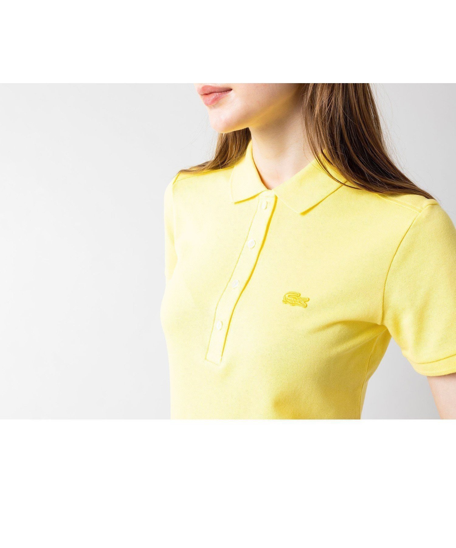 【ラコステ/LACOSTE】のスリムフィット ストレッチコットンピケポロシャツ(半袖) インテリア・キッズ・メンズ・レディースファッション・服の通販 founy(ファニー) 　ファッション　Fashion　レディースファッション　Fashion for Women　トップス・カットソー　Cut & Sew Tops　シャツ・ブラウス・オフィスカジュアル　Elegant Blouses & Button-Ups　ポロシャツ・きれいめカジュアル　Smart-Casual Polo Tops　スリム　Slim, Slim Fit　フィット　Fit, Slim Fit　フェミニン　Feminine, Girly　ポロシャツ　Polo Shirt, Collared Tee　リブニット　Rib Knit, Ribbed Knit　半袖　Short Sleeve, Half Sleeve　レモンイエロー|ID: prp329100004809693 ipo3291000000034906625