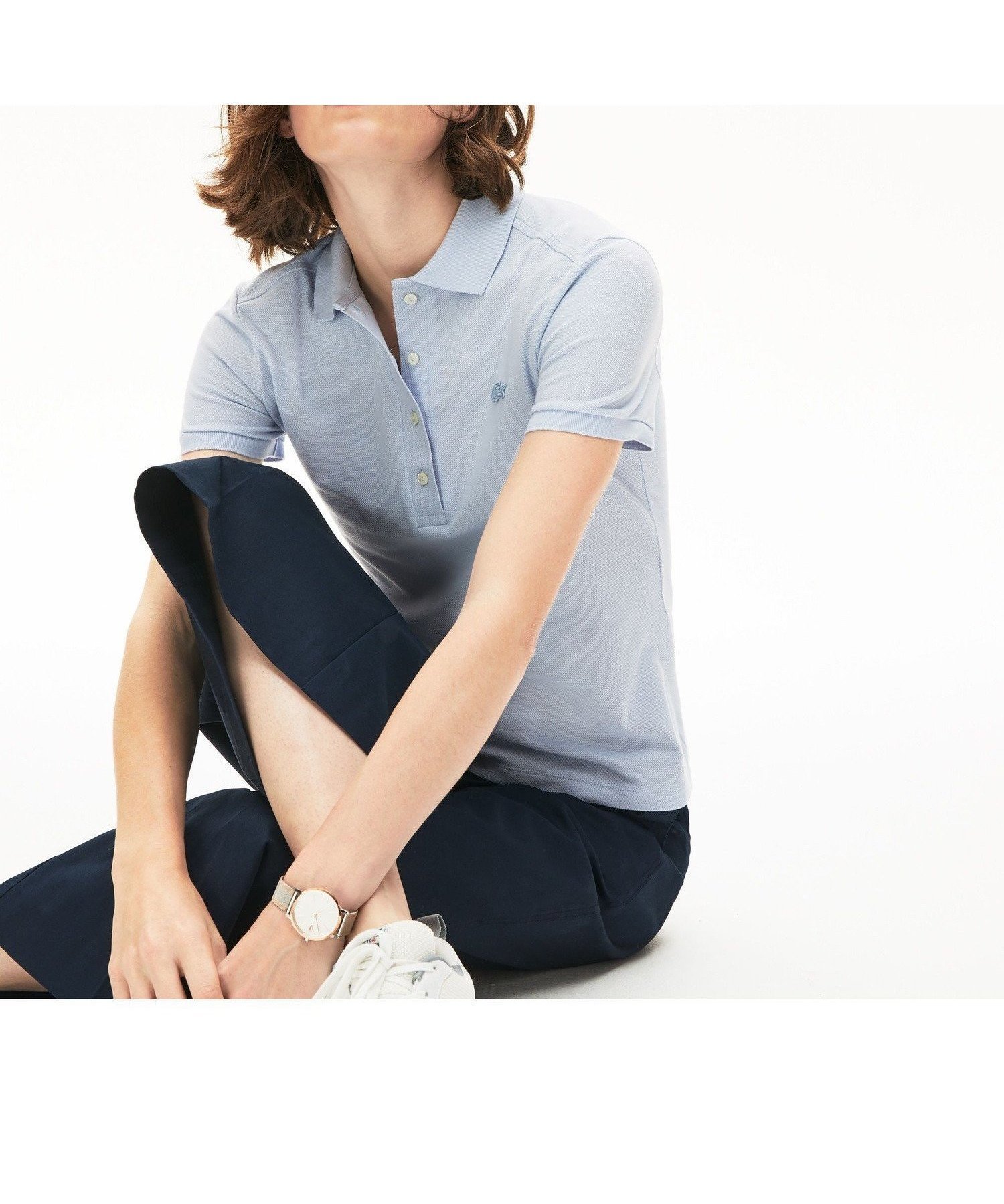 【ラコステ/LACOSTE】のスリムフィット ストレッチコットンピケポロシャツ(半袖) インテリア・キッズ・メンズ・レディースファッション・服の通販 founy(ファニー) 　ファッション　Fashion　レディースファッション　Fashion for Women　トップス・カットソー　Cut & Sew Tops　シャツ・ブラウス・オフィスカジュアル　Elegant Blouses & Button-Ups　ポロシャツ・きれいめカジュアル　Smart-Casual Polo Tops　スリム　Slim, Slim Fit　フィット　Fit, Slim Fit　フェミニン　Feminine, Girly　ポロシャツ　Polo Shirt, Collared Tee　リブニット　Rib Knit, Ribbed Knit　半袖　Short Sleeve, Half Sleeve　ラベンダー|ID: prp329100004809693 ipo3291000000034906633