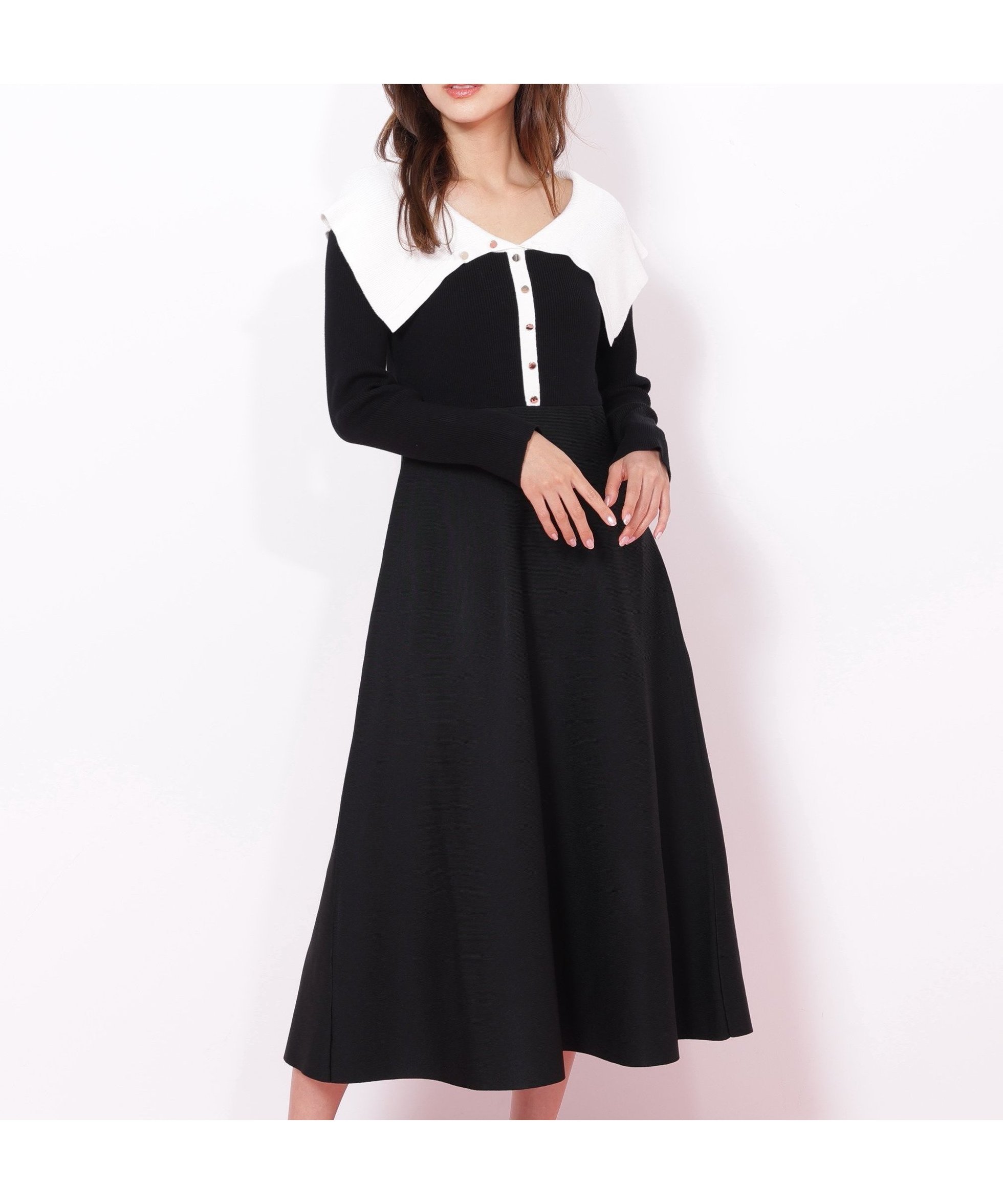 【ジルバイジルスチュアート/JILL by JILLSTUART】のビッグカラーニットワンピース 人気、トレンドファッション・服の通販 founy(ファニー) 　ファッション　Fashion　レディースファッション　Fashion for Women　ワンピース　Dresses　ニットワンピース　Knit Dresses　スマート　Smart, Elegant　デコルテ　Décolleté, Neckline　ビッグ　Big, Oversized　 other-1|ID: prp329100004809703 ipo3291000000034906696