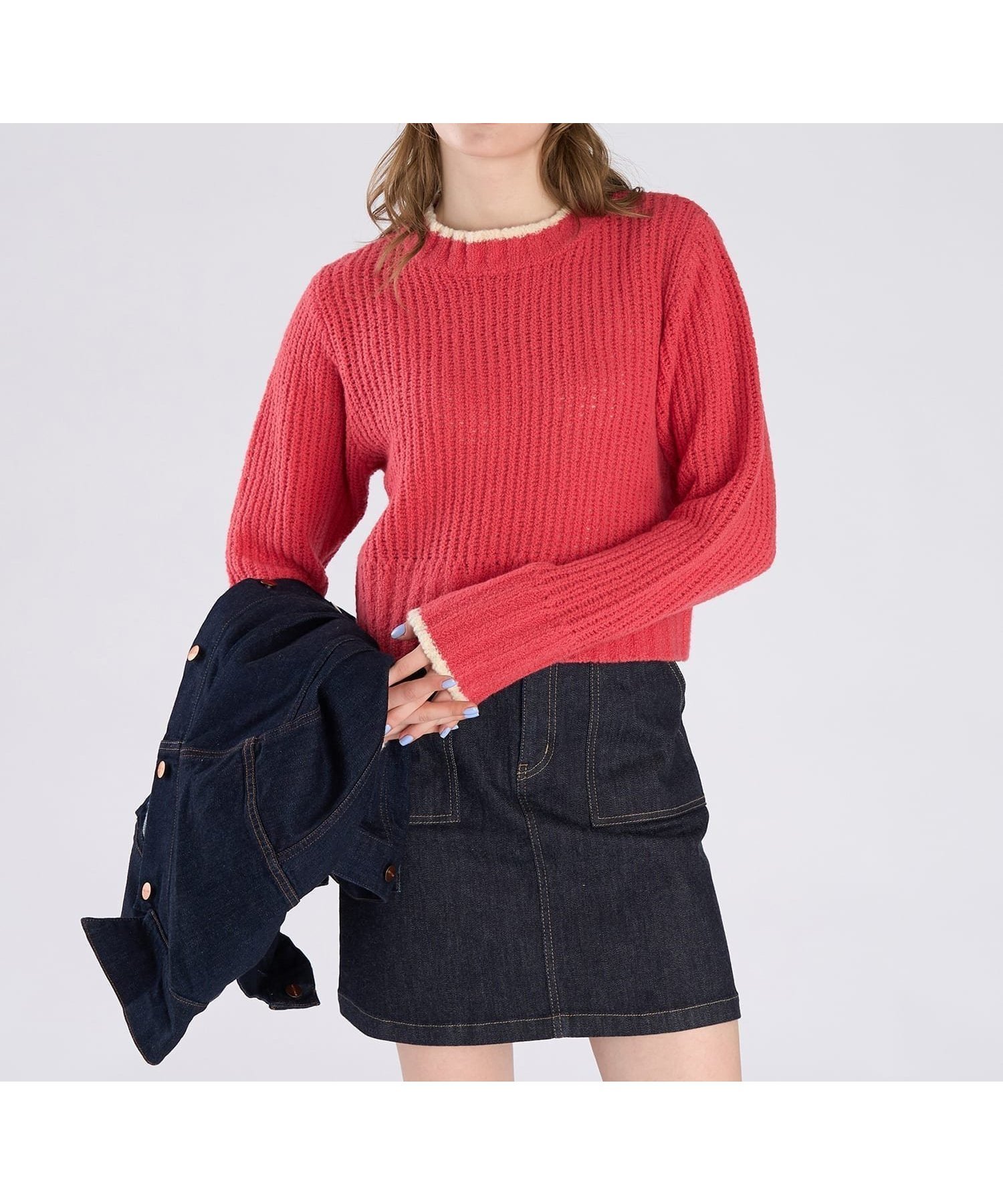 【アニエスベー ファム/agnes b. FEMME】のバイカラーライクニットプルオーバー インテリア・キッズ・メンズ・レディースファッション・服の通販 founy(ファニー) 　ファッション　Fashion　レディースファッション　Fashion for Women　トップス・カットソー　Cut & Sew Tops　ニット　Knit Tops & Sweaters　カジュアルプルオーバー・ニットトップス　Pullovers & Knit Tops / Casual Pullovers　ボックス　Boxy, Box Shape　レッド|ID: prp329100004809706 ipo3291000000034906744