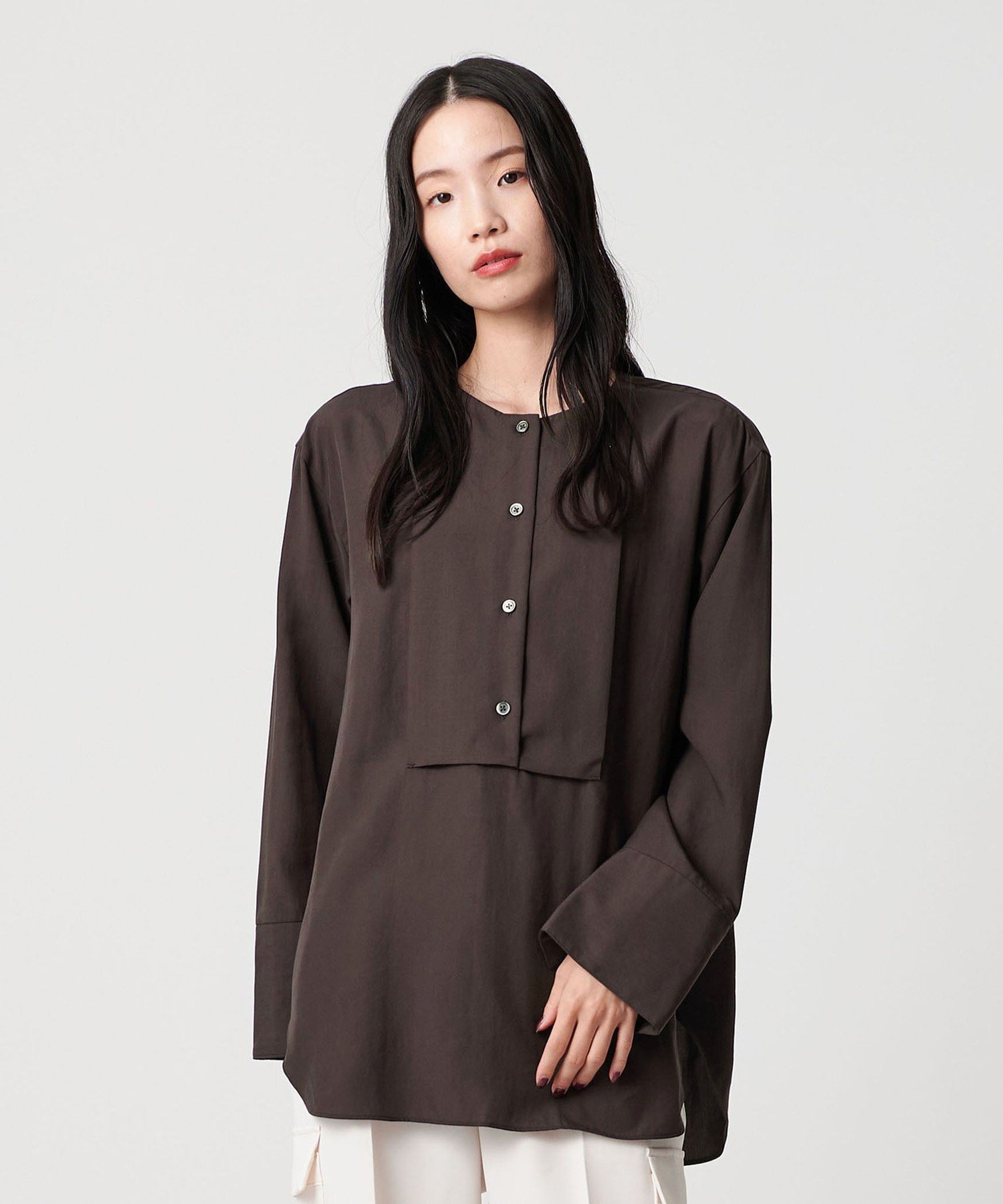 【ビューティ&ユース ユナイテッドアローズ/BEAUTY&YOUTH / UNITED ARROWS】のセルロース ビブヨークブラウス インテリア・キッズ・メンズ・レディースファッション・服の通販 founy(ファニー) 　ファッション　Fashion　レディースファッション　Fashion for Women　トップス・カットソー　Cut & Sew Tops　シャツ・ブラウス・オフィスカジュアル　Elegant Blouses & Button-Ups　クラシック　Classic, Timeless Style　スニーカー　Sneakers, Trainers　スラックス　Slacks, Dress Pants　スリット　Slit, Slit Detail　ダウン　Down, Puffer　デニム　Denim, Jeans Material　ドレス　Dress, One-Piece　フロント　Front, Front Design　ヨーク　Yoke, Yoke Design　リラックス　Relax, Relaxed Fit　ワイド　Wide, Wide Fit　おすすめ　Recommended / Our Picks　ビジネス 仕事 通勤　Business / Work / Commuting　DK.BROWN|ID: prp329100004809712 ipo3291000000034906809