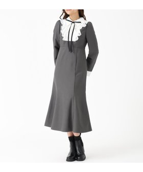 【ミッシュマッシュ/MISCH MASCH】のMM547406 襟付きラッフルコンビマーメイドワンピース 人気、トレンドファッション・服の通販 founy(ファニー) ファッション Fashion レディースファッション Fashion for Women ワンピース Dresses クラシカル Classical, Vintage-Inspired フリル Frill, Ruffle マーメイド Mermaid, Fishtail Silhouette リボン Ribbon, Bow |ID:prp329100004809728