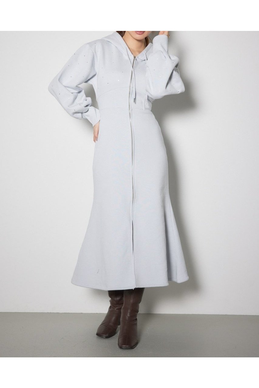 【リエンダ/rienda】のビジュースウェットマーメイドワンピース インテリア・キッズ・メンズ・レディースファッション・服の通販 founy(ファニー) 　ファッション　Fashion　レディースファッション　Fashion for Women　ワンピース　Dresses　ギャザー　Gathered, Ruffled　ビジュー　Bijou, Jewel-like Accent　マーメイド　Mermaid, Fishtail Silhouette　L/BLU1|ID: prp329100004809741 ipo3291000000034907072