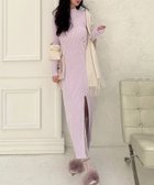 【ロイヤルパーティー/ROYAL PARTY】の透かし編みモックネックロングニットドレス 人気、トレンドファッション・服の通販 founy(ファニー) ファッション Fashion レディースファッション Fashion for Women トップス・カットソー Cut & Sew Tops ニット Knit Tops & Sweaters ワンピース Dresses フォーマル・パーティードレス・結婚式用ドレス Elegant & Casual Dresses シンプル Simple, Minimal スリット Slit, Slit Detail バランス Balance, Style Balance thumbnail パープル|ID: prp329100004809768 ipo3291000000034907382