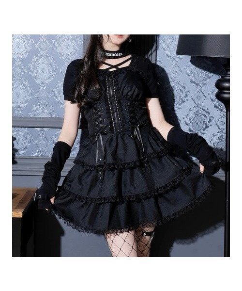 【ノエミ/NOEMIE】のコルセットレースアップティアードキャミワンピース インテリア・キッズ・メンズ・レディースファッション・服の通販 founy(ファニー) 　ファッション　Fashion　レディースファッション　Fashion for Women　ワンピース　Dresses　キャミソールワンピース　Camisole Dresses　カットソー　Cut and Sewn Top　ガーリー　Girly, Feminine Style　キャミワンピース　Cami Dress, Slip Dress　コルセット　Corset, Bustier　フロント　Front, Front Design　レース　Lace, Lace Fabric　黒|ID: prp329100004809793 ipo3291000000034907508