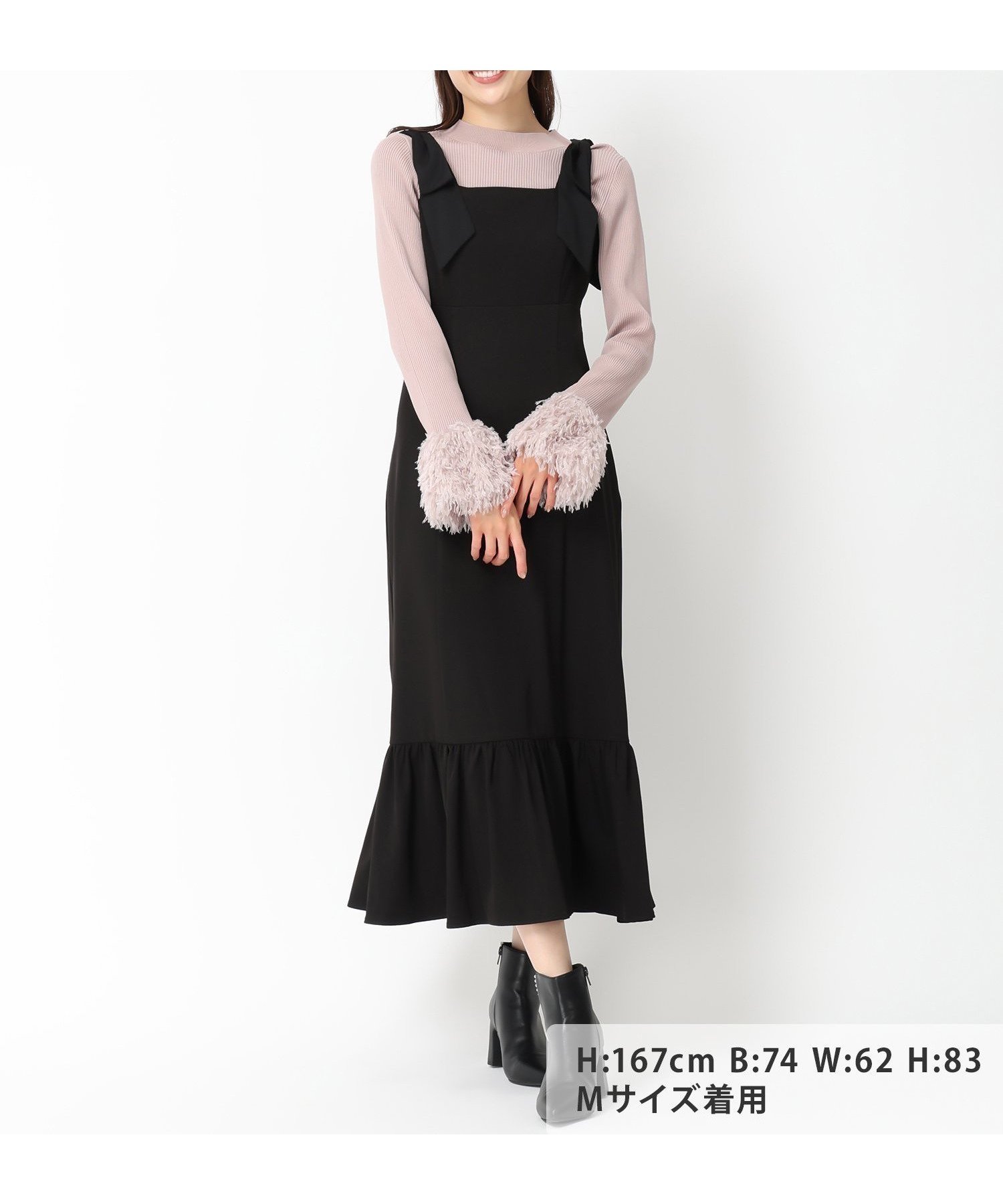 【ミッシュマッシュ/MISCH MASCH】の【2024秋冬新作】肩リボンジャンスカ/MM437415 インテリア・キッズ・メンズ・レディースファッション・服の通販 founy(ファニー) 　ファッション　Fashion　レディースファッション　Fashion for Women　2024年　2024　2024-2025秋冬・A/W　Autumn/Winter 2024–25 AW24–25　おすすめ　Recommended / Our Picks　ガーリー　Girly, Feminine Style　シンプル　Simple, Minimal　バランス　Balance, Style Balance　リボン　Ribbon, Bow　A/W・秋冬　Autumn/Winter　ブラック|ID: prp329100004809807 ipo3291000000034907607