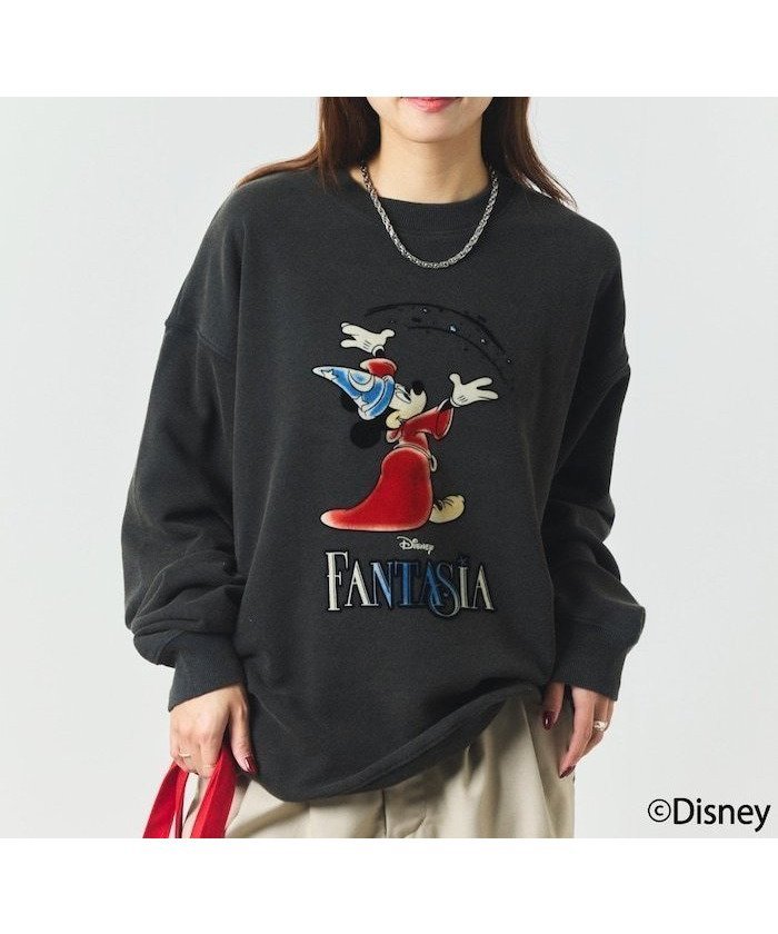 【フリークスストア/FREAK'S STORE】のDISNEY/ディズニー/『ファンタジア』/魔法/ミッキーマウス/フロッキープリント クルーネックスウェット 25AW インテリア・キッズ・メンズ・レディースファッション・服の通販 founy(ファニー) 　ファッション　Fashion　レディースファッション　Fashion for Women　トップス・カットソー　Cut & Sew Tops　レディースパーカー・カジュアルフーディー　Casual Hoodies & Sweatshirts　スウェット・クルーネックトップス　Sweatshirts & Crewnecks / Relaxed Fit Sweat Tops　ヴィンテージ　Vintage Style　カーゴパンツ　Cargo Pants, Utility Pants　グラフィック　Graphic, Graphic Design　シンプル　Simple, Minimal　スウェット / スエット　Sweatshirt, Sweatwear　スニーカー　Sneakers, Trainers　デニム　Denim, Jeans Material　トレンド　Trend, Trending Now　プリント　Print, Printed Pattern　リラックス　Relax, Relaxed Fit　ワイド　Wide, Wide Fit　A/W・秋冬　Autumn/Winter　冬　Winter / This Winter　おすすめ　Recommended / Our Picks　2025年　2025　2025-2026秋冬・A/W　Autumn/Winter 2025–26 AW25–26　ブラック|ID: prp329100004809810 ipo3291000000034907654