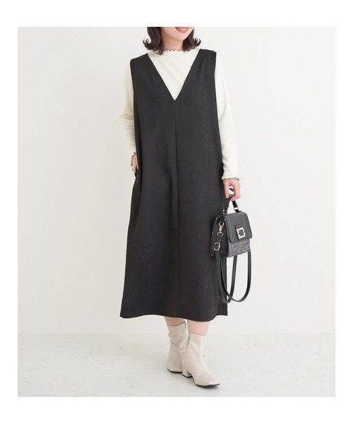 【ジェイ アンド シュプール/Re J&SUPURE】のSET Vネックジャンパースカート×配色メローハイネックインナー インテリア・キッズ・メンズ・レディースファッション・服の通販 founy(ファニー) 　ファッション　Fashion　レディースファッション　Fashion for Women　スカート　Skirts　アクセサリー　Fashion Accessories　インナー　Innerwear　カーディガン　Cardigan, Knitwear　ハイネック　High Neck, Mock Neck　ベーシック　Basic, Essential　ポケット　Pocket, Pocket Detail　黒|ID: prp329100004809811 ipo3291000000034907670