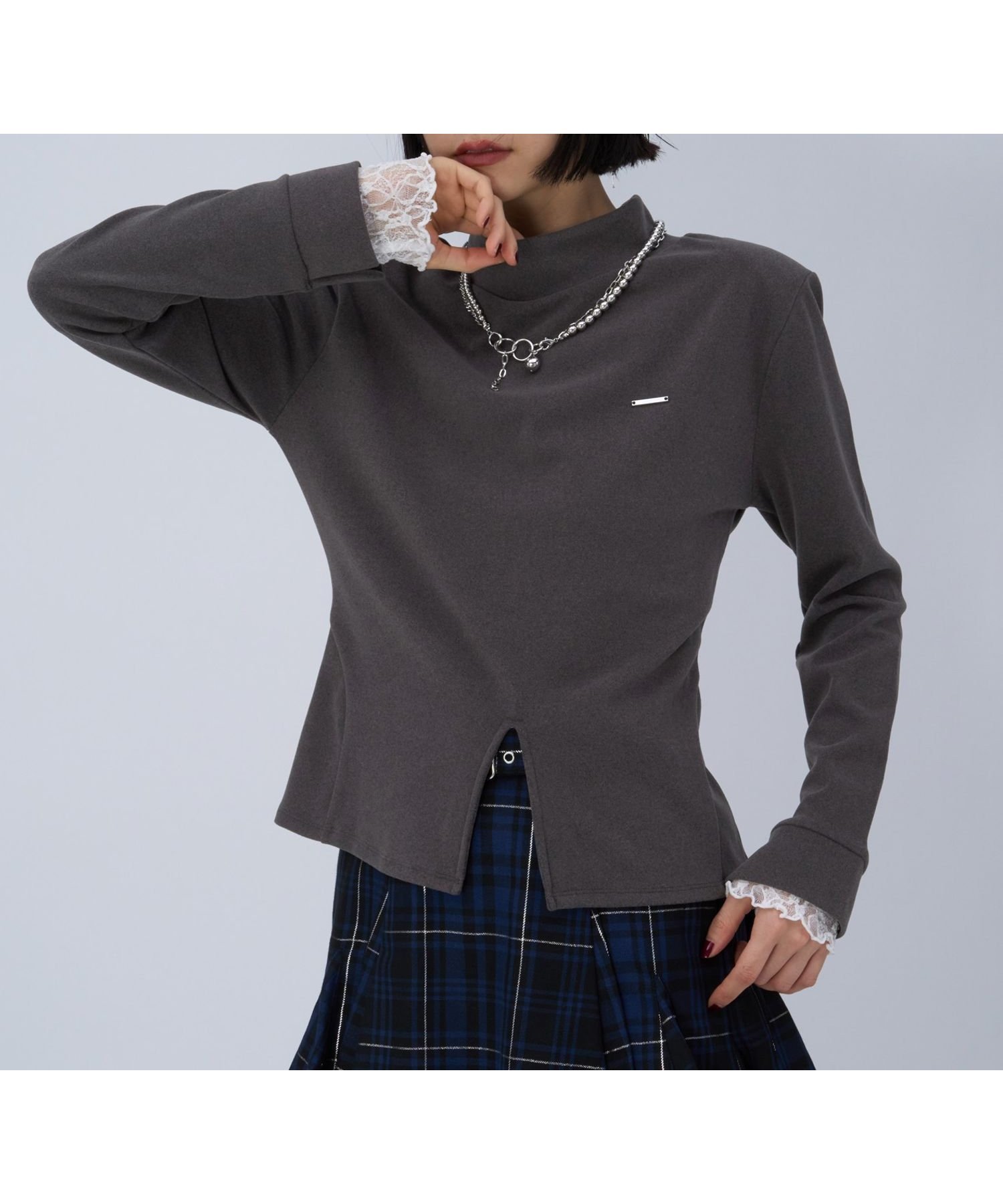 【ハレ/HARE】のタイトフリースカットソー インテリア・キッズ・メンズ・レディースファッション・服の通販 founy(ファニー) 　ファッション　Fashion　レディースファッション　Fashion for Women　トップス・カットソー　Cut & Sew Tops　カットソー・ベーシックTシャツ　Cut-and-Sewn Tops / Stretch Tees & Basics　おすすめ　Recommended / Our Picks　ウェーブ　Wavy Pattern　カーディガン　Cardigan, Knitwear　シルバー　Silver, Metallic Silver　シンプル　Simple, Minimal　ストレート　Straight, Straight Cut　スリット　Slit, Slit Detail　センター　Center, Center Line　フレア　Flare, Flared　フロント　Front, Front Design　プレート　Plate, Dish　マーメイド　Mermaid, Fishtail Silhouette　リラックス　Relax, Relaxed Fit　レース　Lace, Lace Fabric　ワイド　Wide, Wide Fit　グレー15|ID: prp329100004809817 ipo3291000000034907733