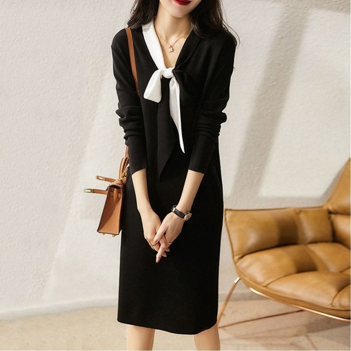 【ミニミニストア/miniministore】のニットワンピース Vネック 秋冬ワンピ インテリア・キッズ・メンズ・レディースファッション・服の通販 founy(ファニー) https://founy.com/ ファッション Fashion レディースファッション Fashion for Women ワンピース Dresses ニットワンピース Knit Dresses デコルテ Décolleté, Neckline フェミニン Feminine, Girly リボン Ribbon, Bow 春 Spring A/W・秋冬 Autumn/Winter 長袖 Long Sleeve, Full Sleeve |ID: prp329100004809818 ipo3291000000034907741