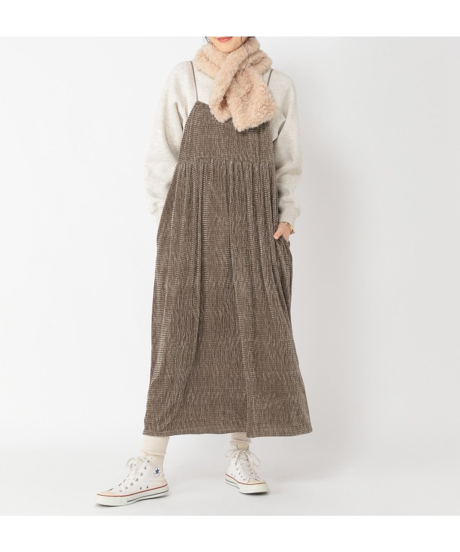 【スタディオ クリップ/studio CLIP】のポコポコベロアキャミワンピース インテリア・キッズ・メンズ・レディースファッション・服の通販 founy(ファニー) 　ファッション　Fashion　レディースファッション　Fashion for Women　ワンピース　Dresses　キャミソールワンピース　Camisole Dresses　おすすめ　Recommended / Our Picks　カットソー　Cut and Sewn Top　キャミワンピース　Cami Dress, Slip Dress　セットアップ　Set-Up, Coordinated Outfit　トレンド　Trend, Trending Now　プリーツ　Pleats, Pleated　ベロア　Velour, Soft Velvet　リボン　Ribbon, Bow　A/W・秋冬　Autumn/Winter　モカ59|ID: prp329100004809854 ipo3291000000034908036